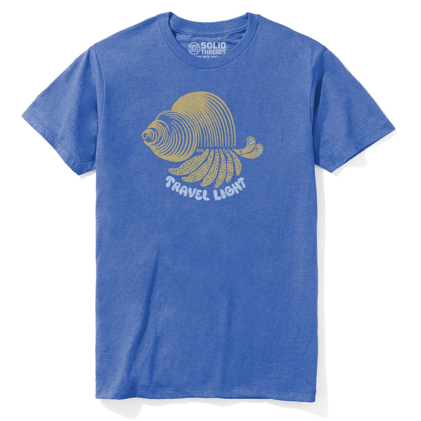 Travel Light Retro Staple T-shirt in Royal Heather - Front View
