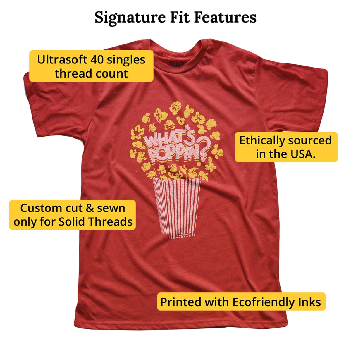 What's Poppin Funny Signature T-shirt in Red - Fit Attributes