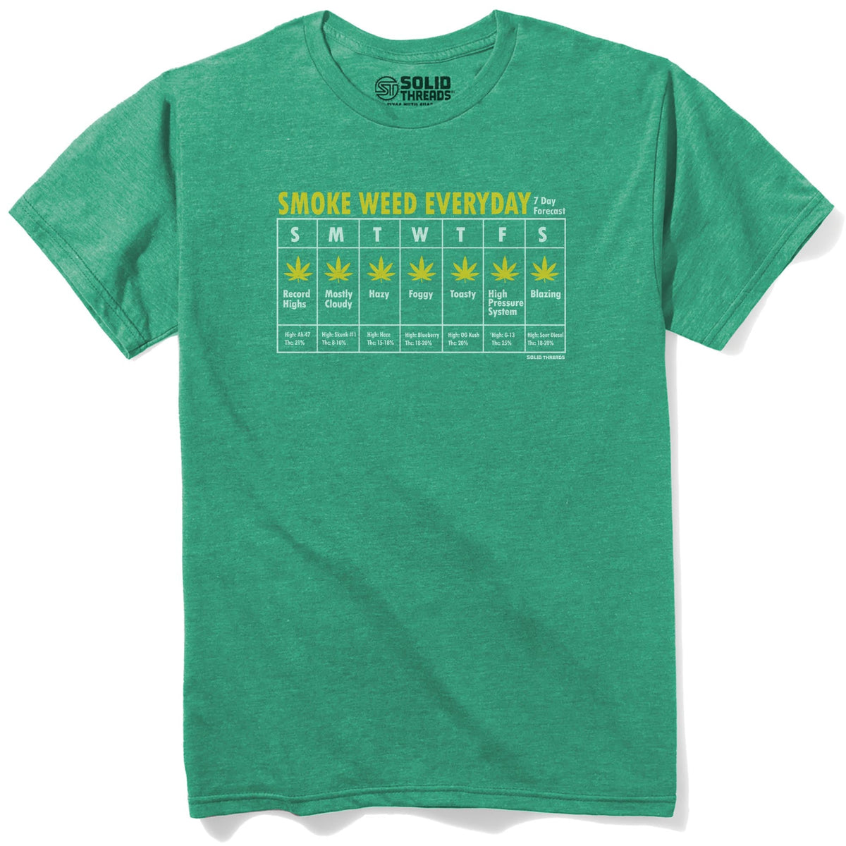Smoke Weed Everyday Vintage Staple T-shirt in Kelly Heather - Front View