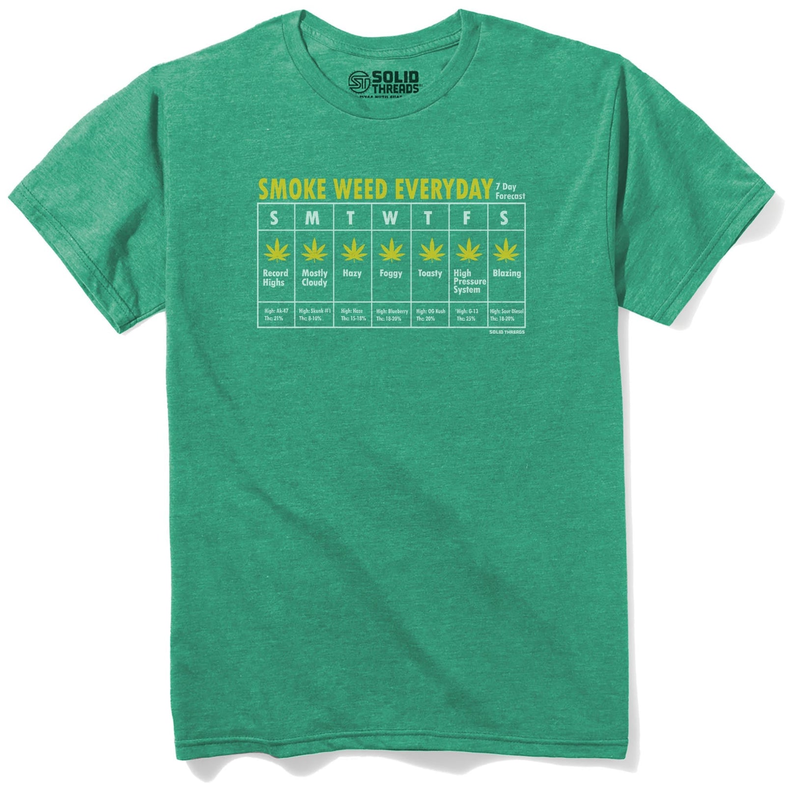 Smoke Weed Everyday Vintage Staple T-shirt in Kelly Heather - Front View