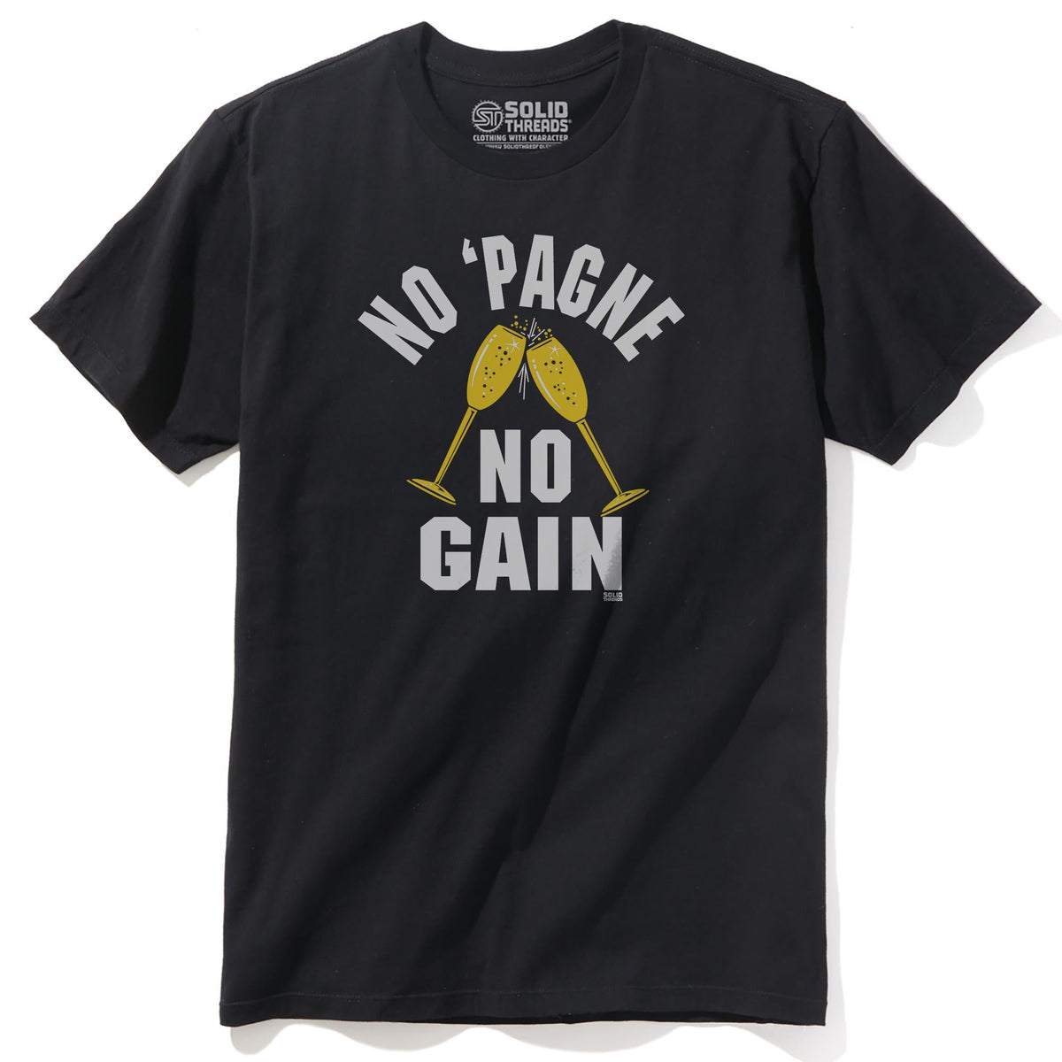 No Pagne No Gain Vintage Staple T-shirt in Black - Front View