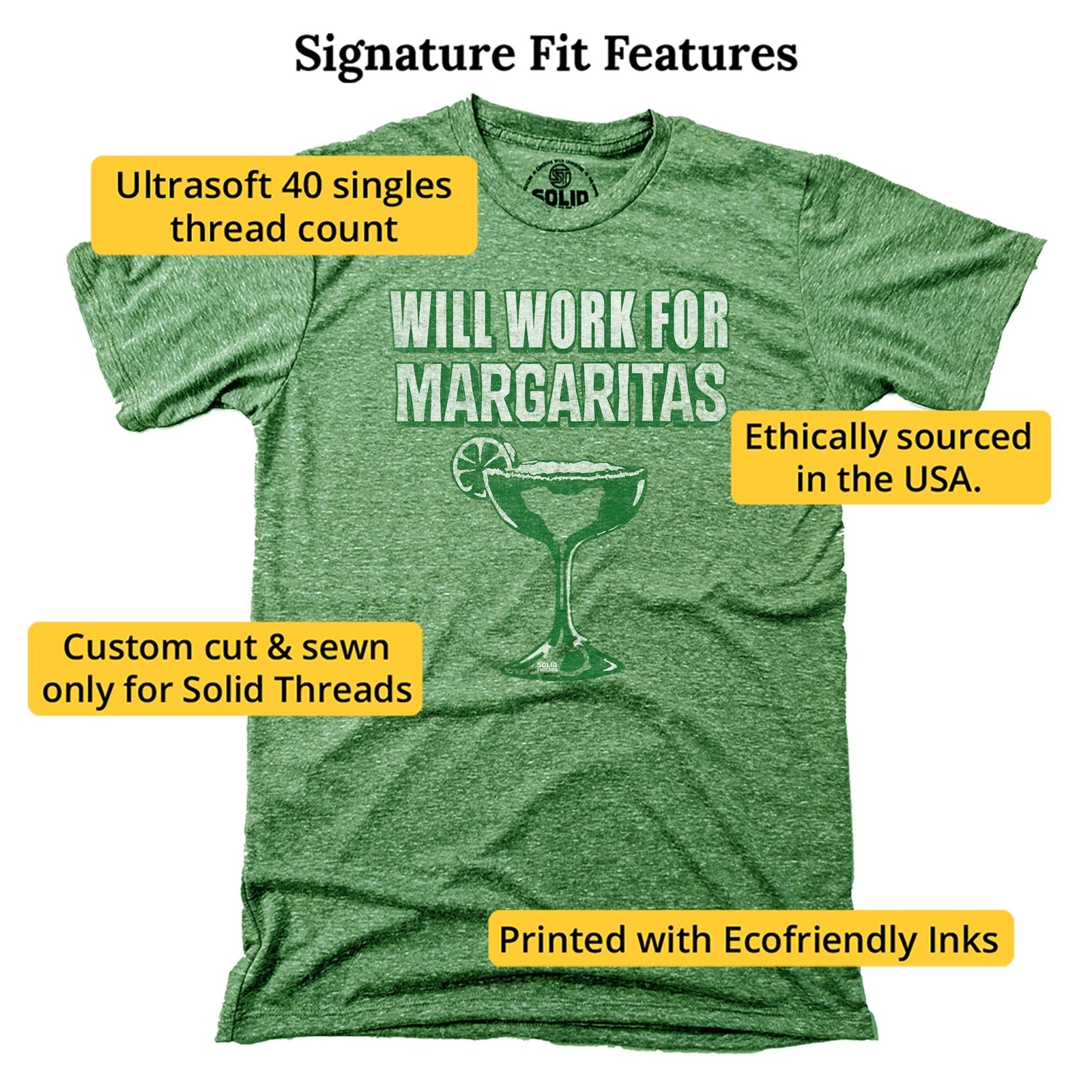 Will Work For Margaritas Signature T-Shirt