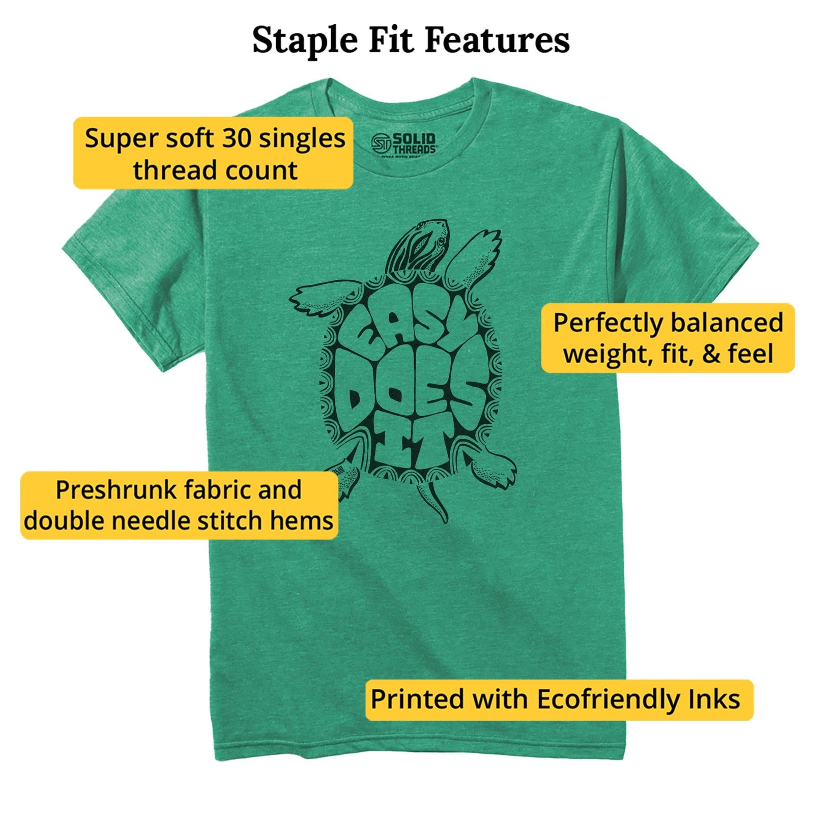 Easy Does It Cool Staple T-shirt in Kelly Heather - Fit Attributes
