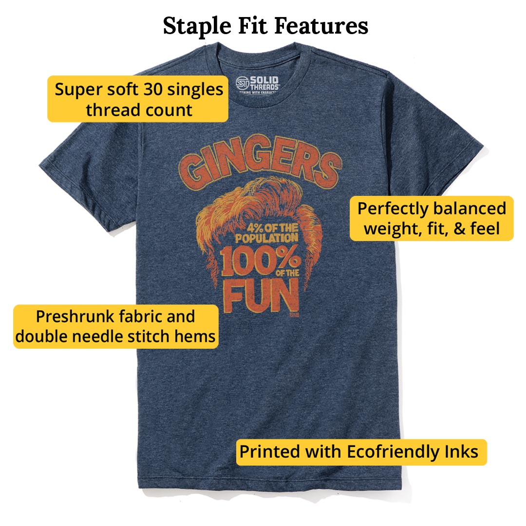 Gingers Unite Vintage Staple T-shirt in Navy Heather - Fit Attributes