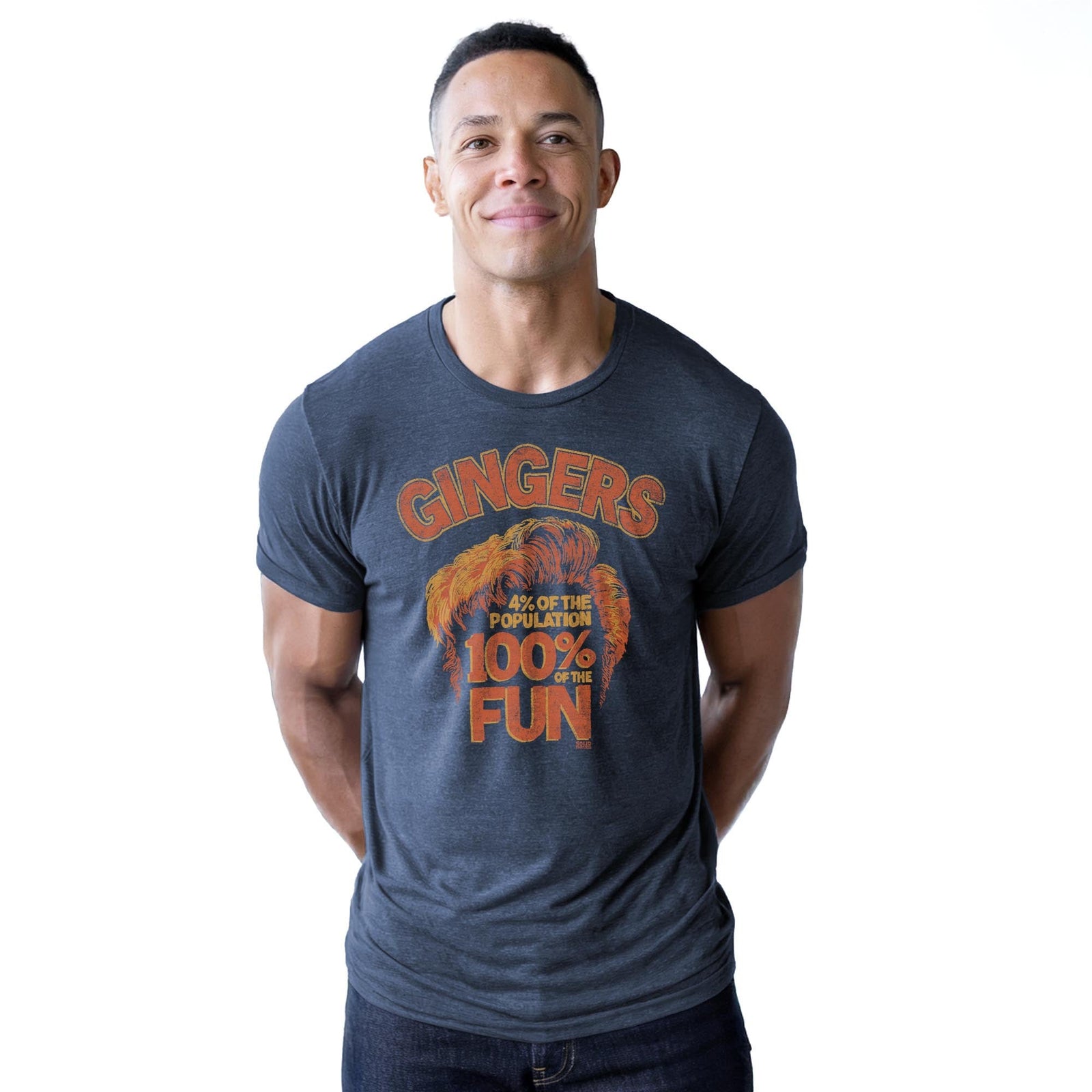 Gingers Unite Vintage Staple T-shirt in Navy Heather On Model - Front View