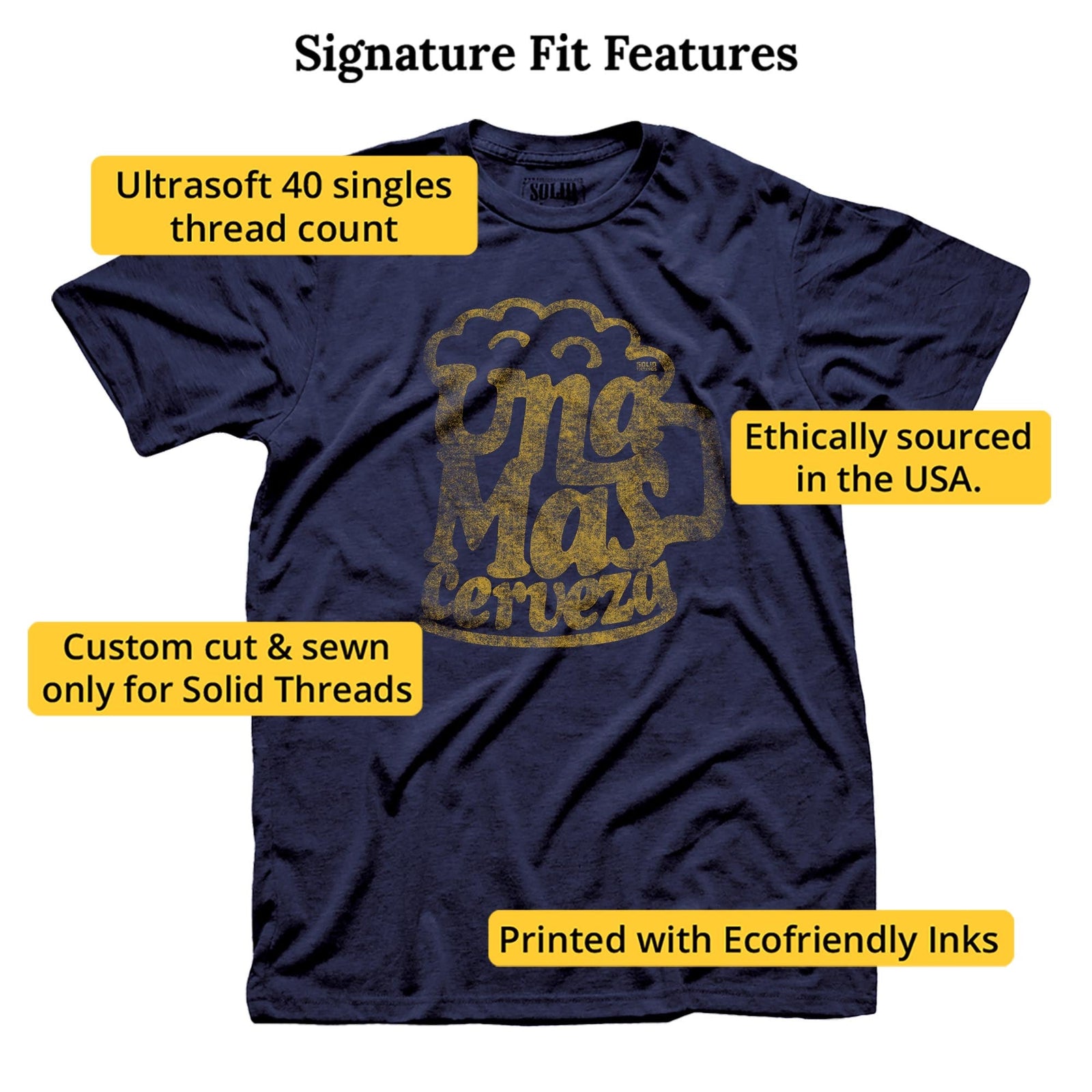 Una Mas Cerveza Cool Signature T-shirt in Navy - Fit Attributes