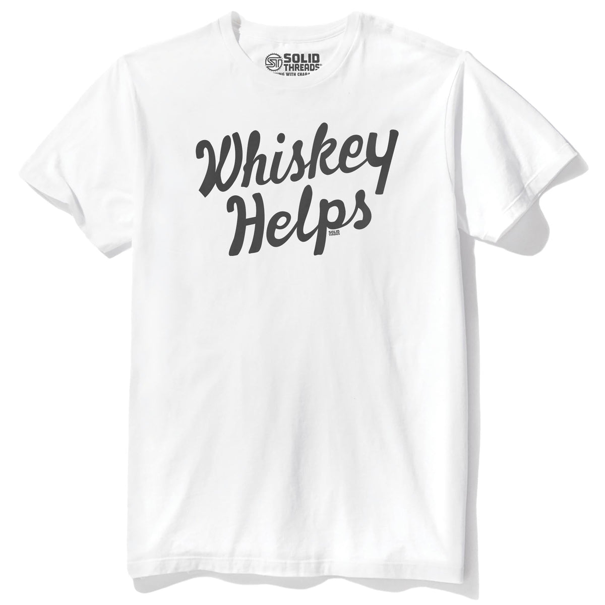 Whiskey Helps Cool Staple T-shirt in White - Front View