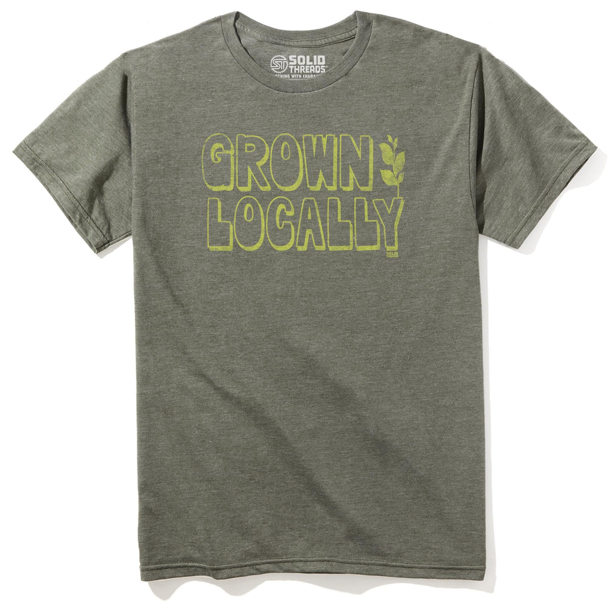 Grown Locally Cool Staple T-shirt in Olive Heather - Front View