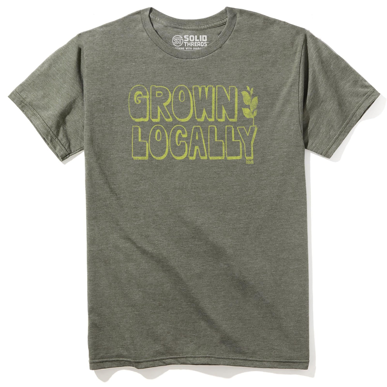 Grown Locally Cool Staple T-shirt in Olive Heather - Front View