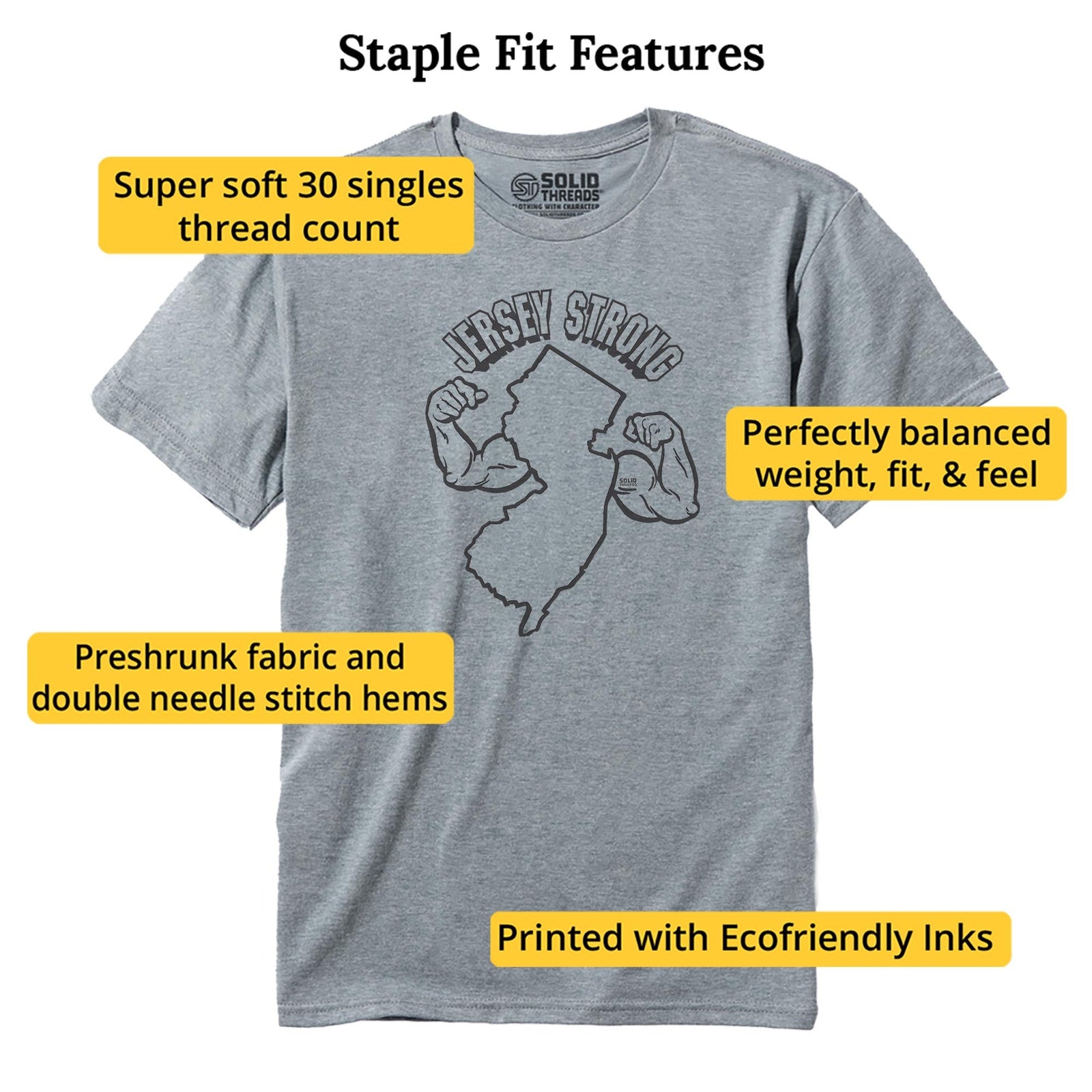 Jersey Strong Cool Staple T-shirt in Ash Heather - Fit Attributes