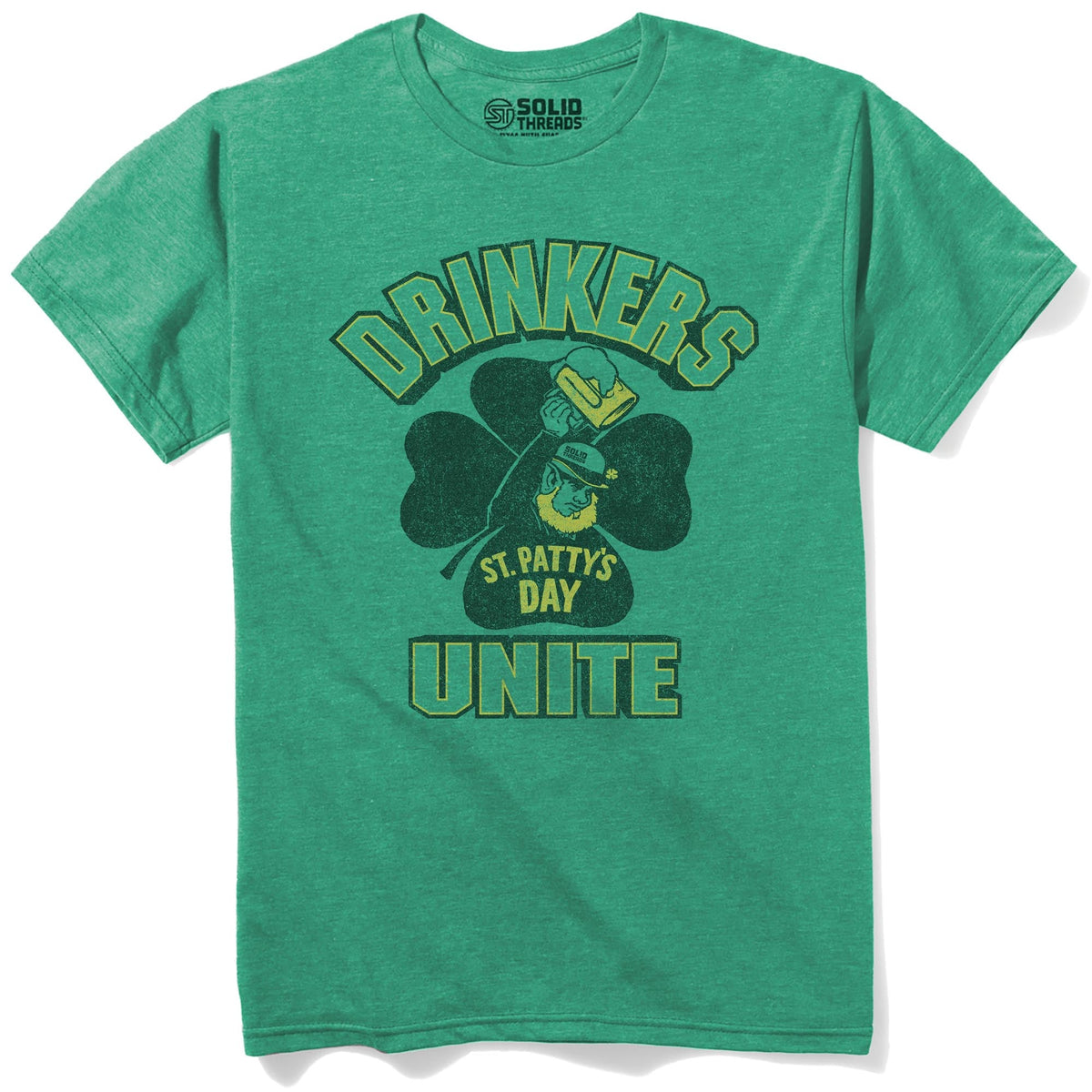 Drinkers Unite Vintage Staple T-shirt in Kelly Heather - Front View