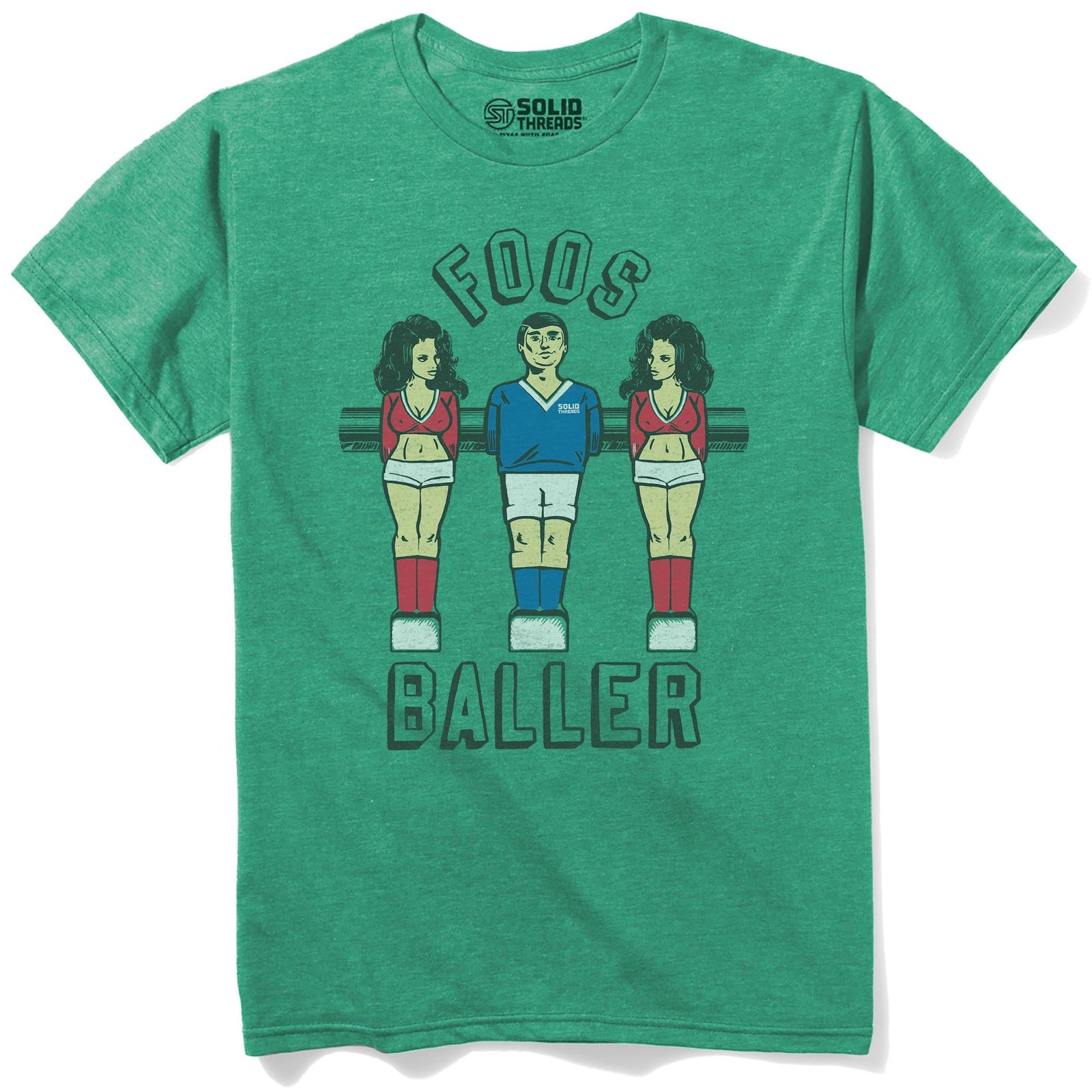 Foosballer Vintage Staple T-shirt in Kelly Heather - Front View