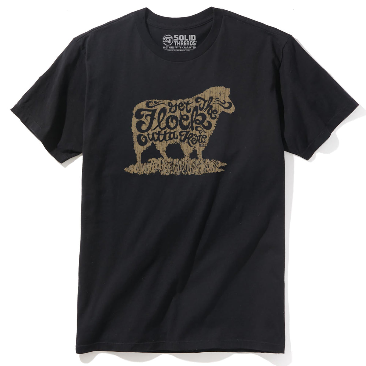 Get The Flock Outta Here Vintage Staple T-shirt in Black - Front View