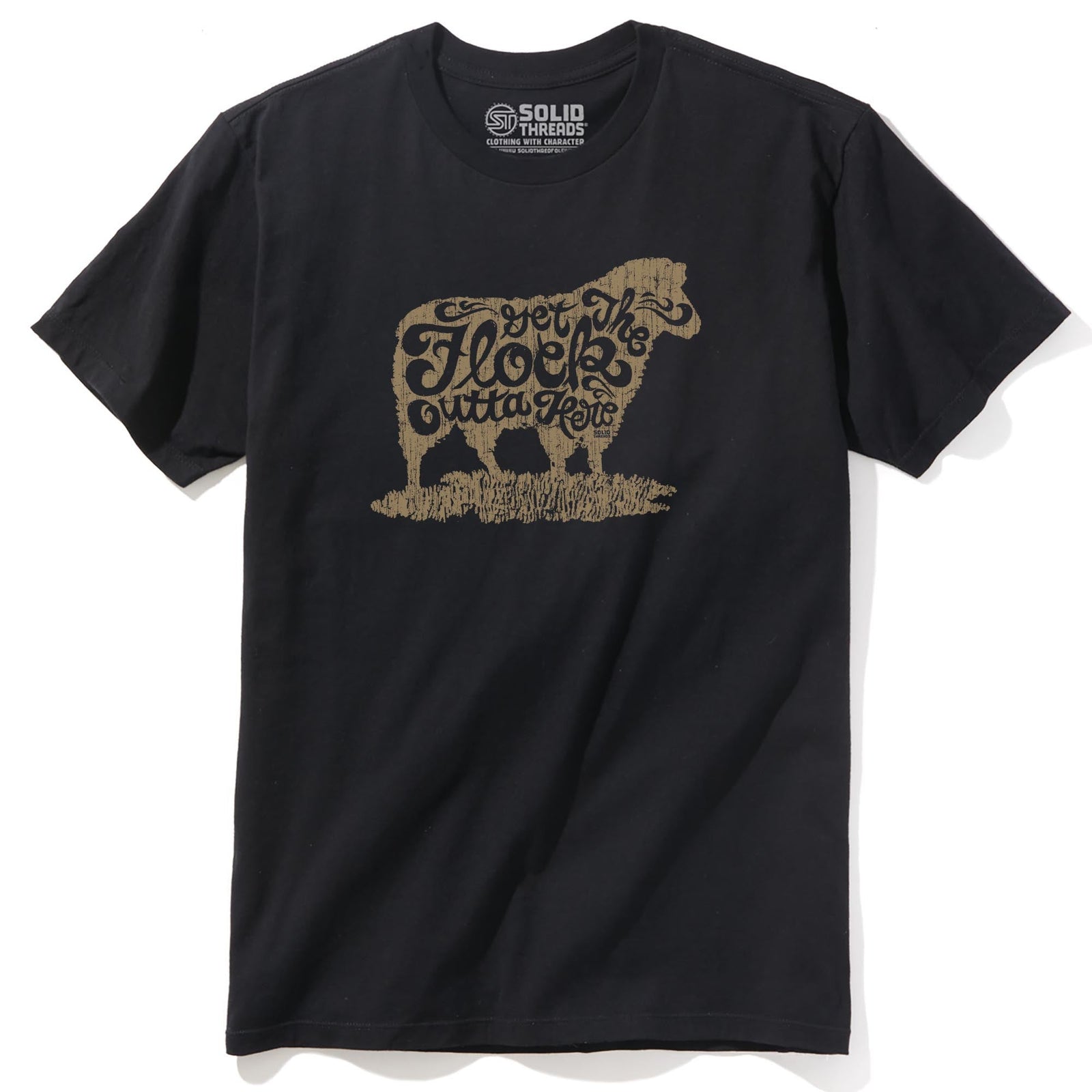 Get The Flock Outta Here Vintage Staple T-shirt in Black - Front View