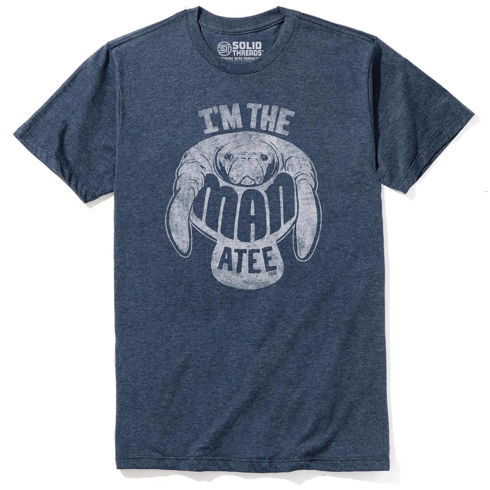The Manatee Vintage Staple T-shirt in Navy Heather - Front View