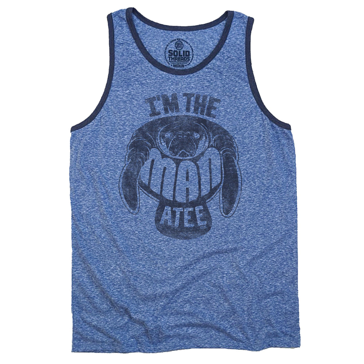 Men&#39;s The Manatee Vintage Graphic Tank Top | Funny Manatee T-shirt | Solid Threads