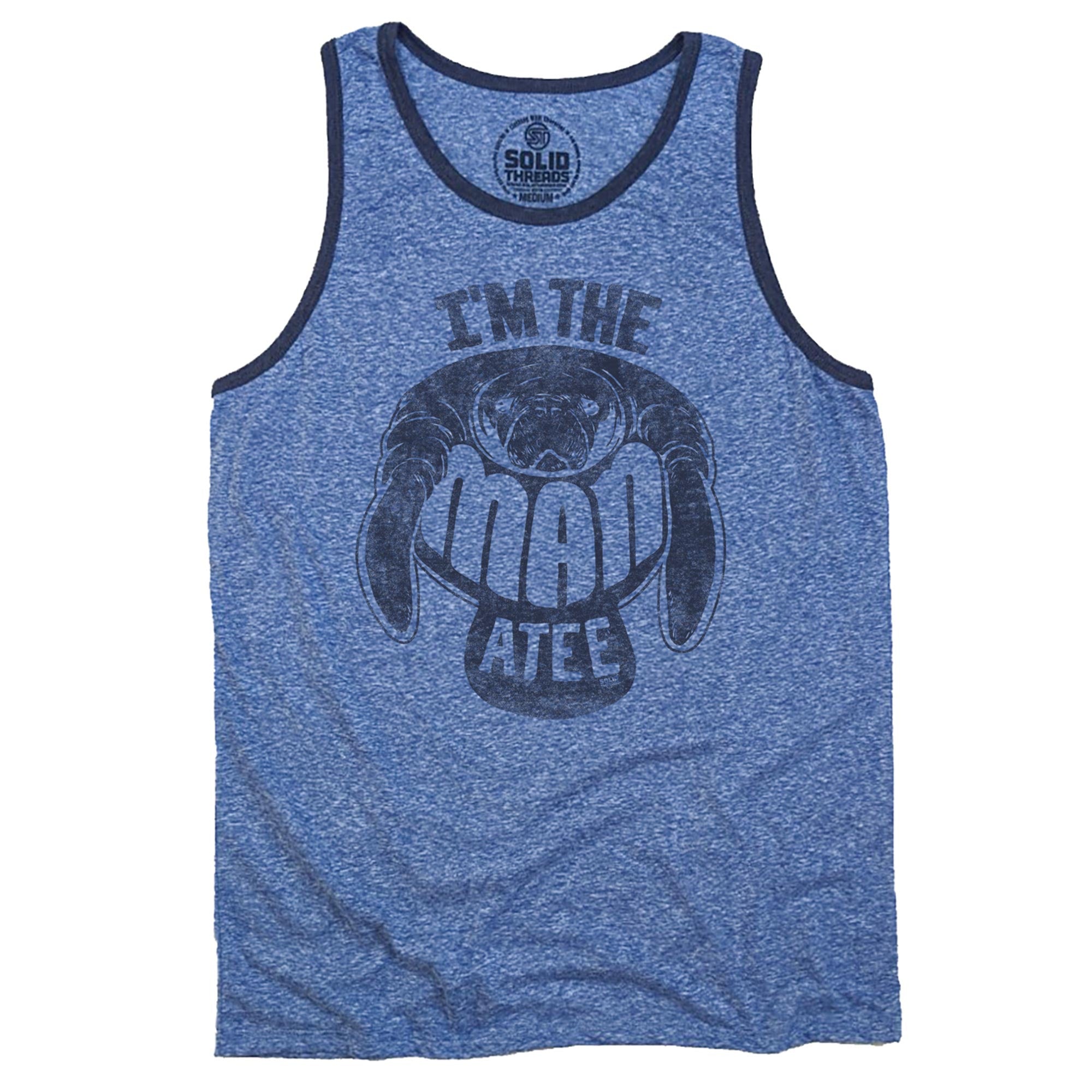 Men's The Manatee Vintage Graphic Tank Top | Funny Manatee T-shirt | Solid Threads