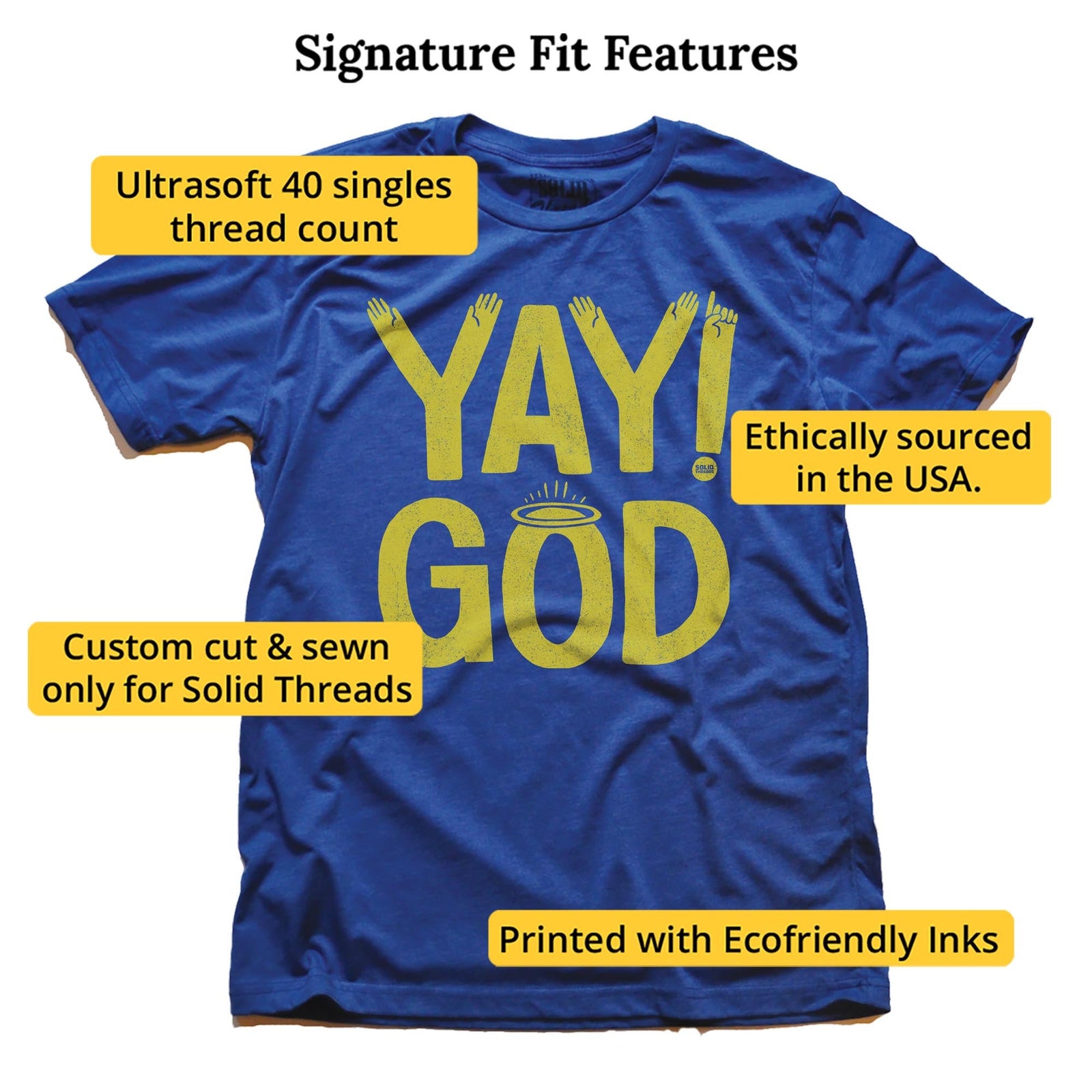 Yay God Vintage Signature T-shirt in Royal - Fit Attributes