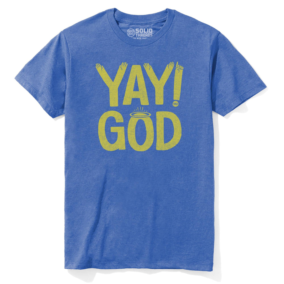 Yay God Vintage Staple T-shirt in Royal Heather - Front View