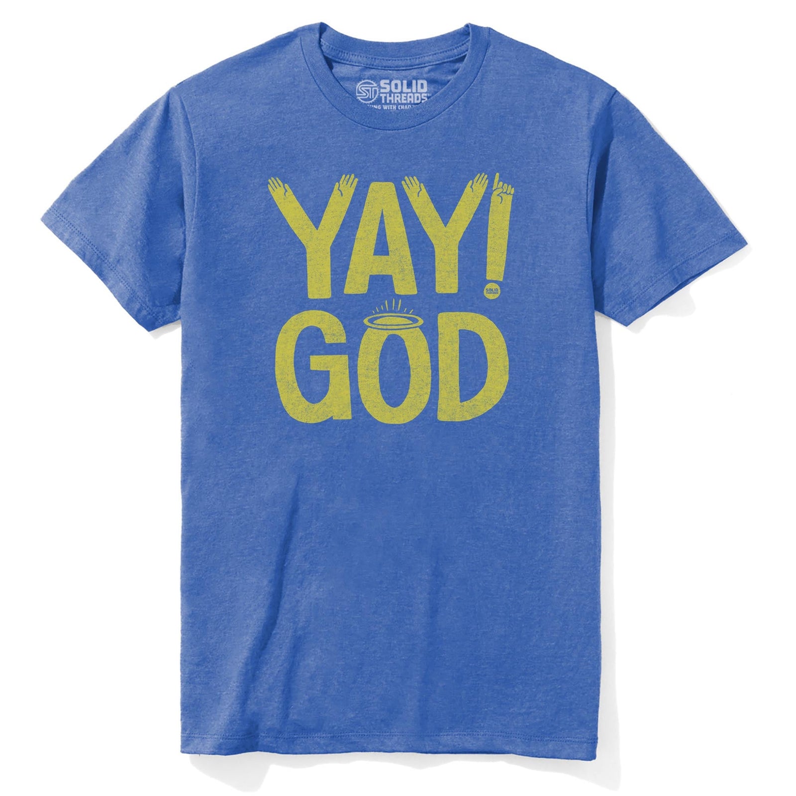 Yay God Vintage Staple T-shirt in Royal Heather - Front View