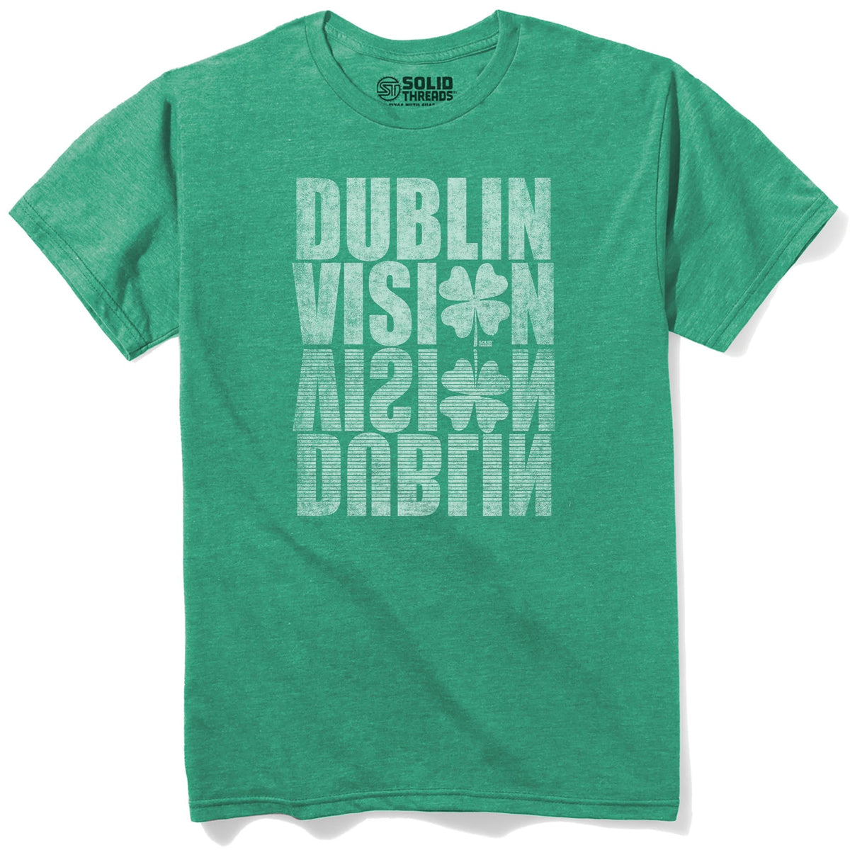 Dublin Vision Vintage Staple T-shirt in Kelly Heather - Front View