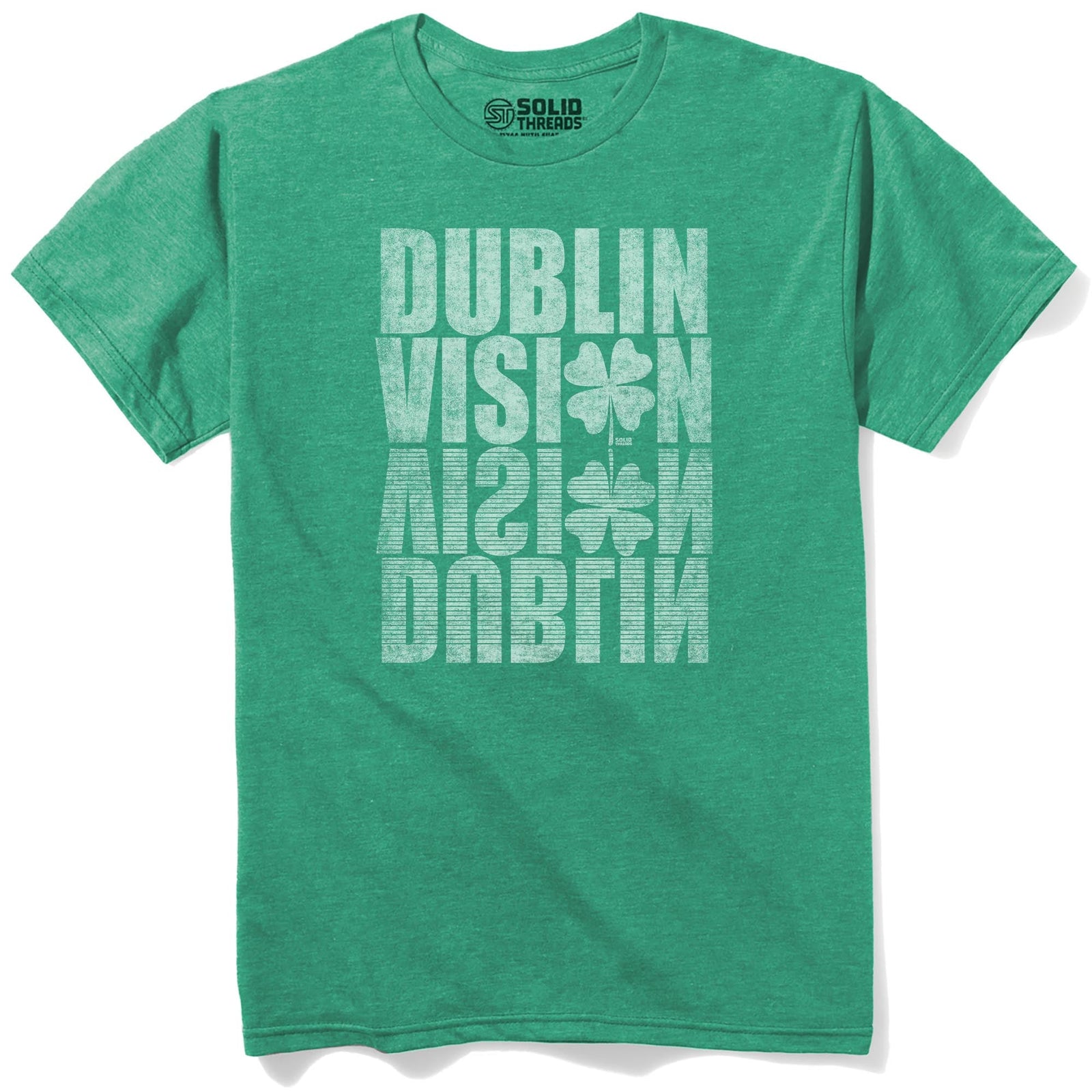 Dublin Vision Vintage Staple T-shirt in Kelly Heather - Front View