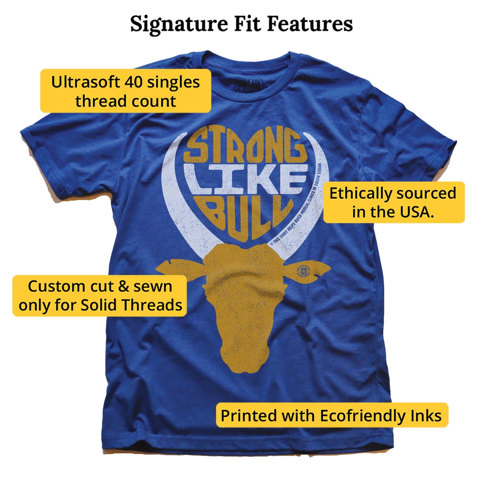 Strong Like Bull | Supports World Health Cool Signature T-shirt in Royal - Fit Attributes