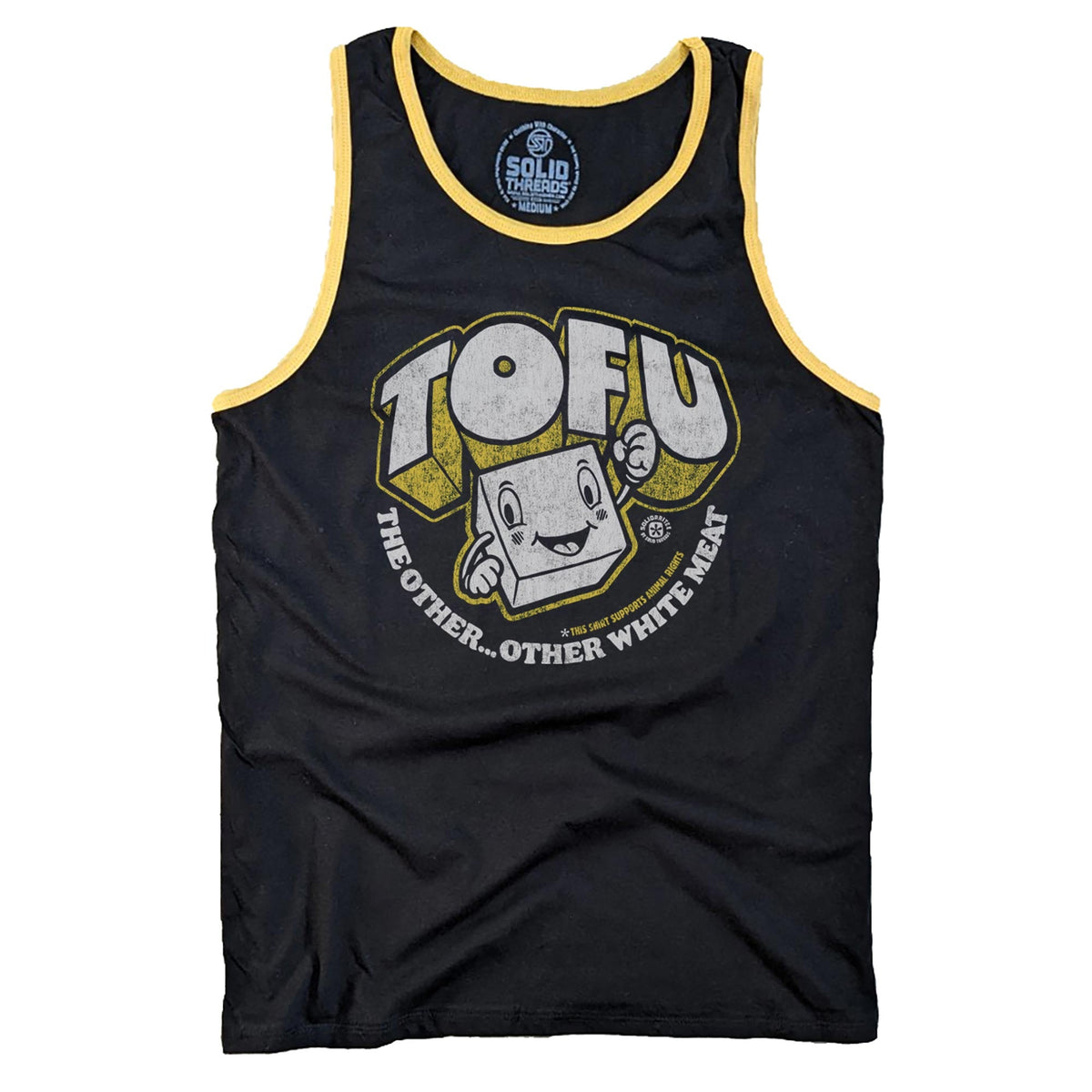 Men&#39;s Tofu, The Other Other White Meat Vintage Graphic Tank Top | Cool Animal Rights T-shirt | Solid Threads