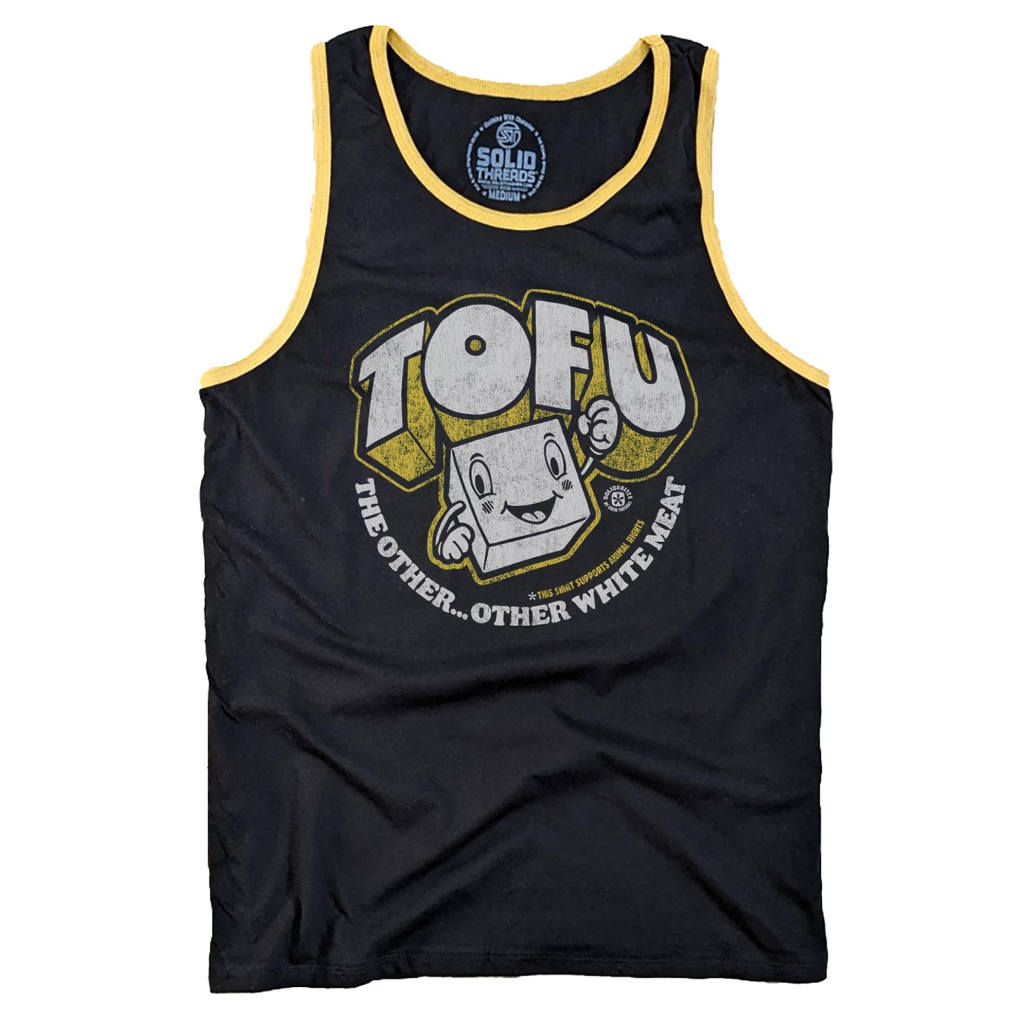 Men's Tofu, The Other Other White Meat Vintage Graphic Tank Top | Cool Animal Rights T-shirt | Solid Threads