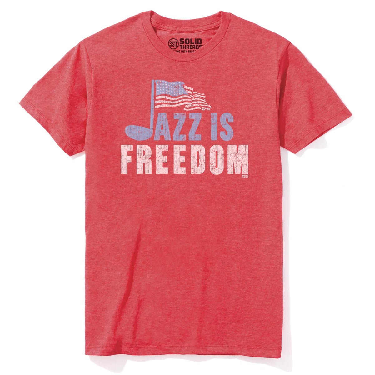 Jazz Is Freedom Cool Staple T-shirt in Red Heather - Front View