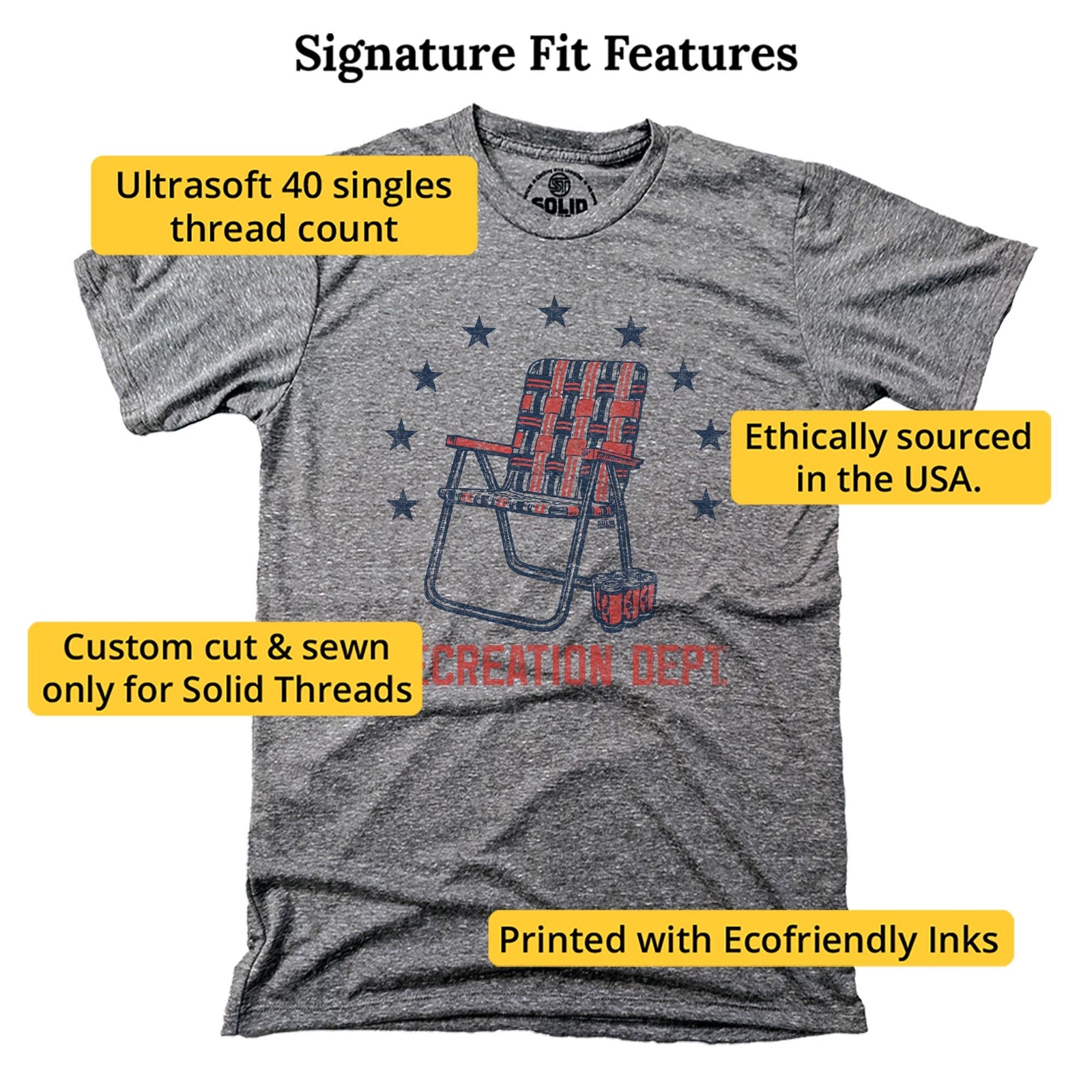 Recreation Department Retro Signature T-shirt in Triblend Grey - Fit Attributes