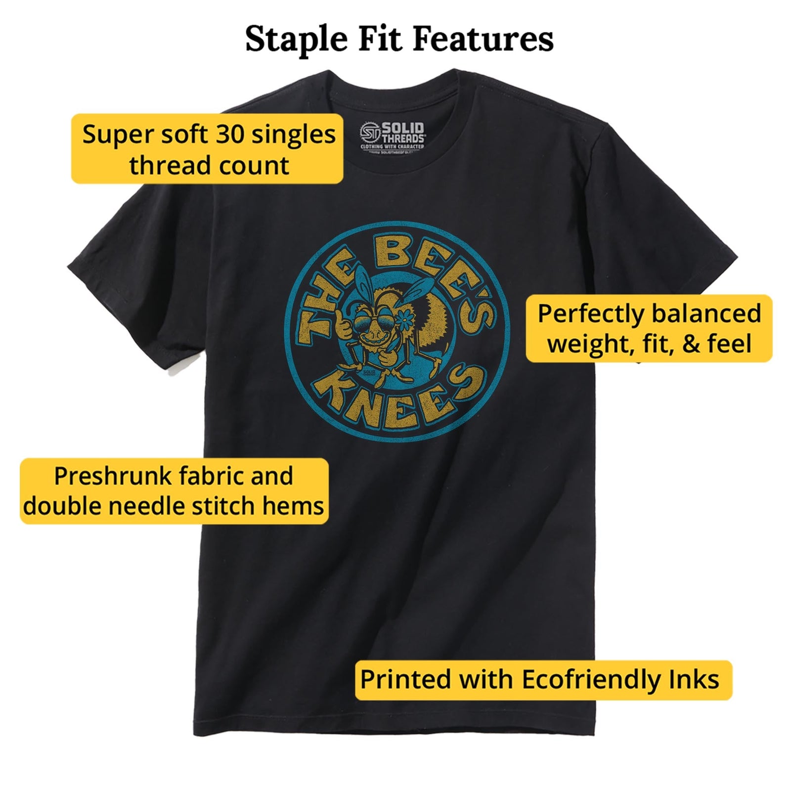 The Bee's Knees Vintage Staple T-shirt in Black - Fit Attributes