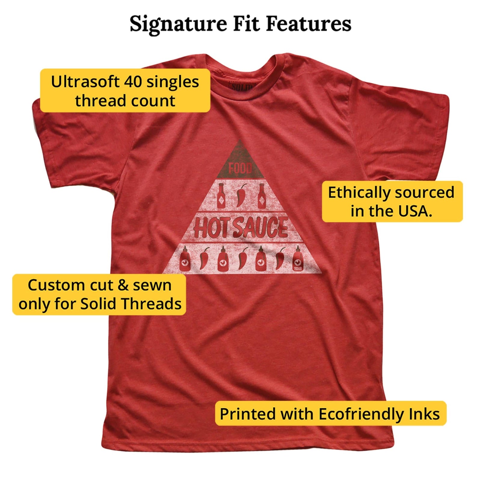 Men's Hot Sauce Vintage Foodie Graphic T-Shirt | Cool Sriracha Lover Tee | Solid Threads