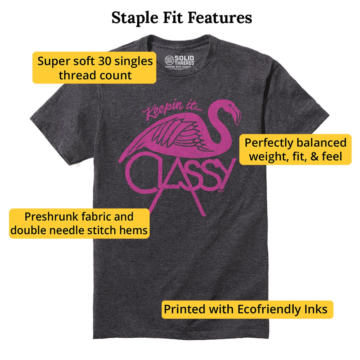 Keepin' It...classy Vintage Staple T-shirt in Charcoal Heather - Fit Attributes