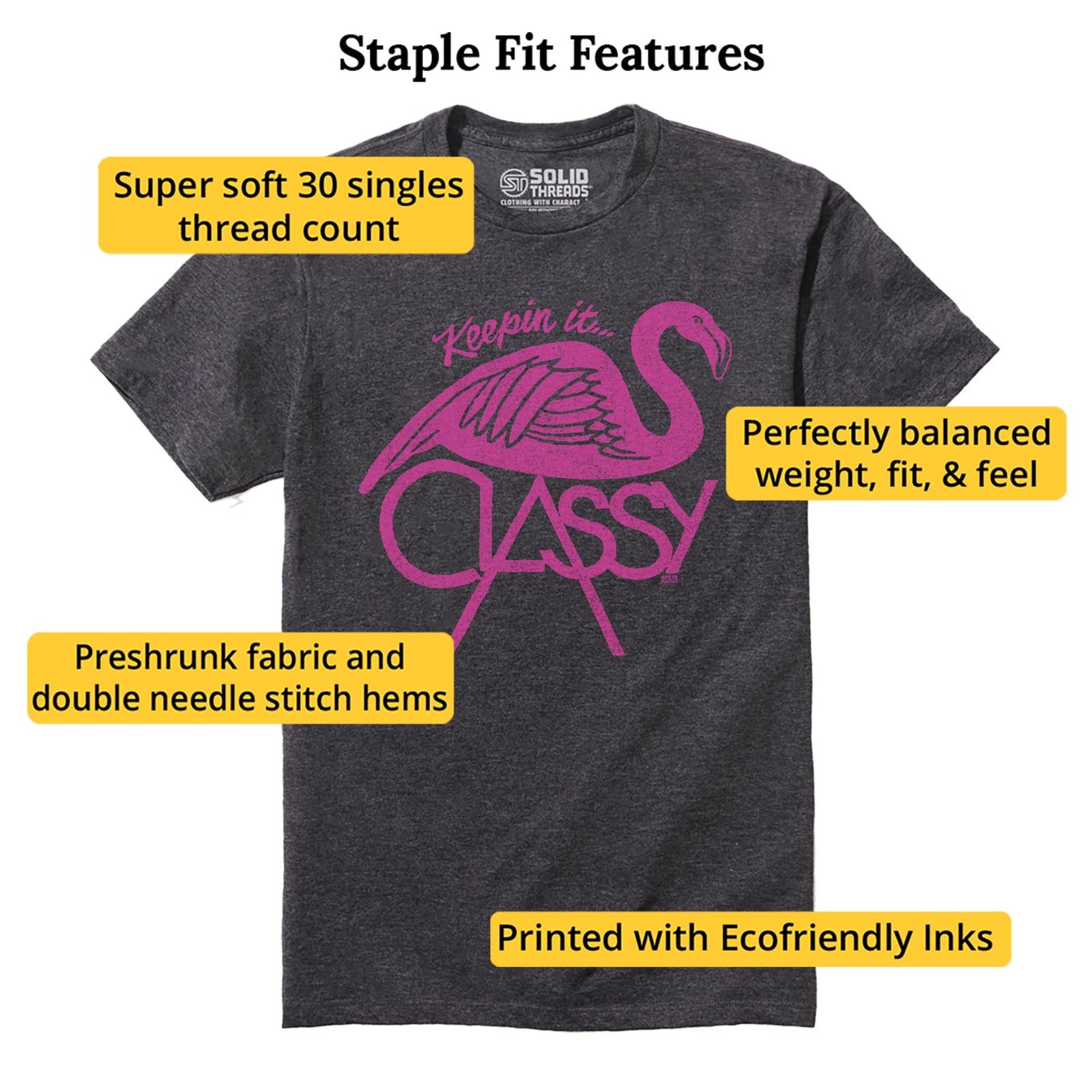 Keepin' It...classy Vintage Staple T-shirt in Charcoal Heather - Fit Attributes