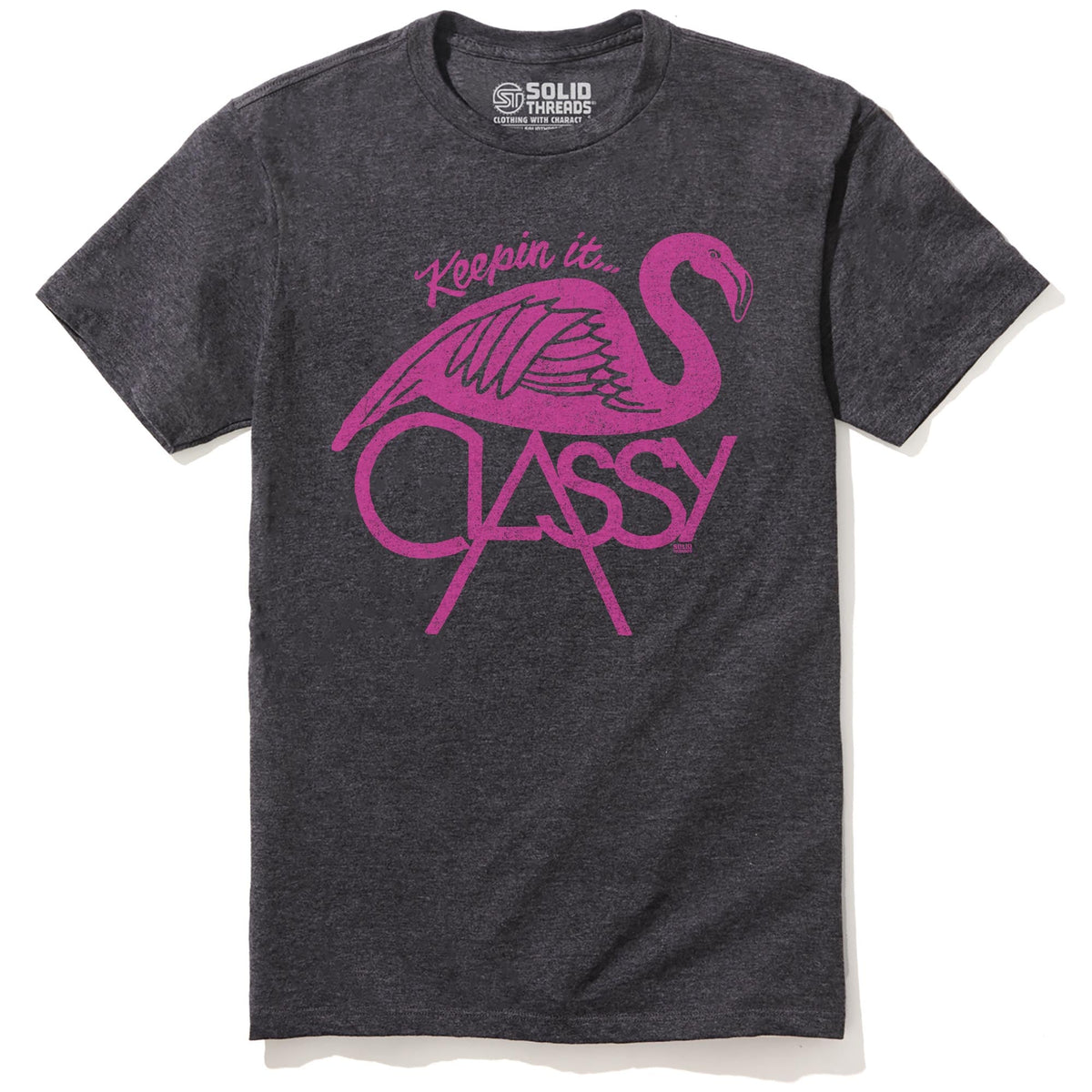 Keepin' It...classy Vintage Staple T-shirt in Charcoal Heather - Front View