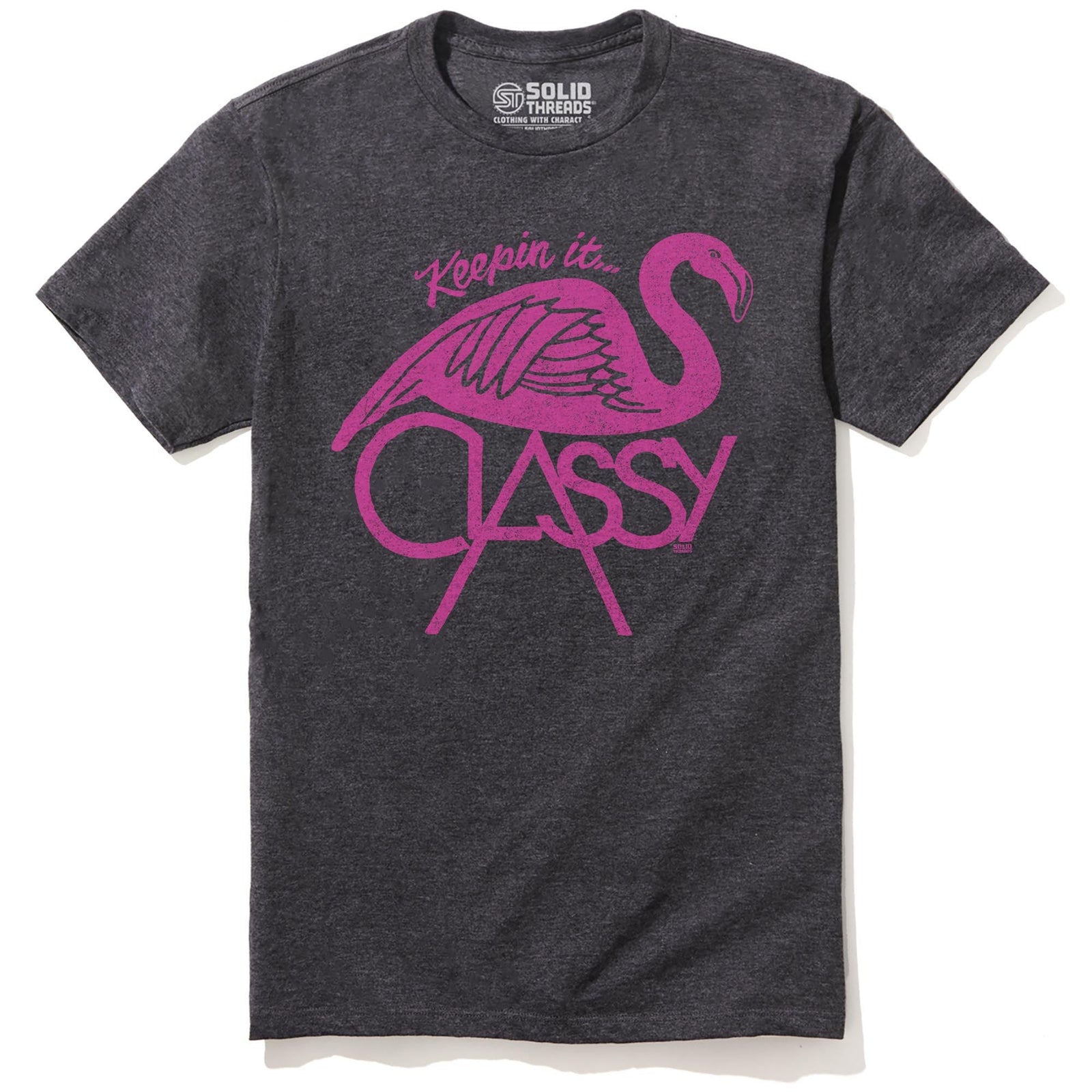 Keepin' It...classy Vintage Staple T-shirt in Charcoal Heather - Front View