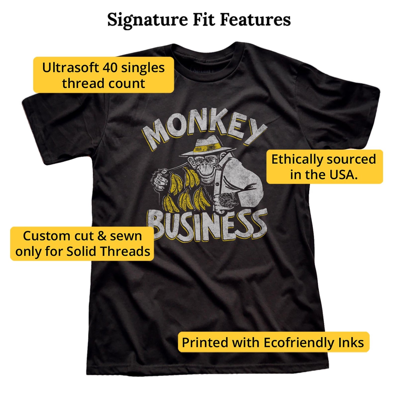 Monkey Business Vintage Signature T-shirt in Black - Fit Attributes