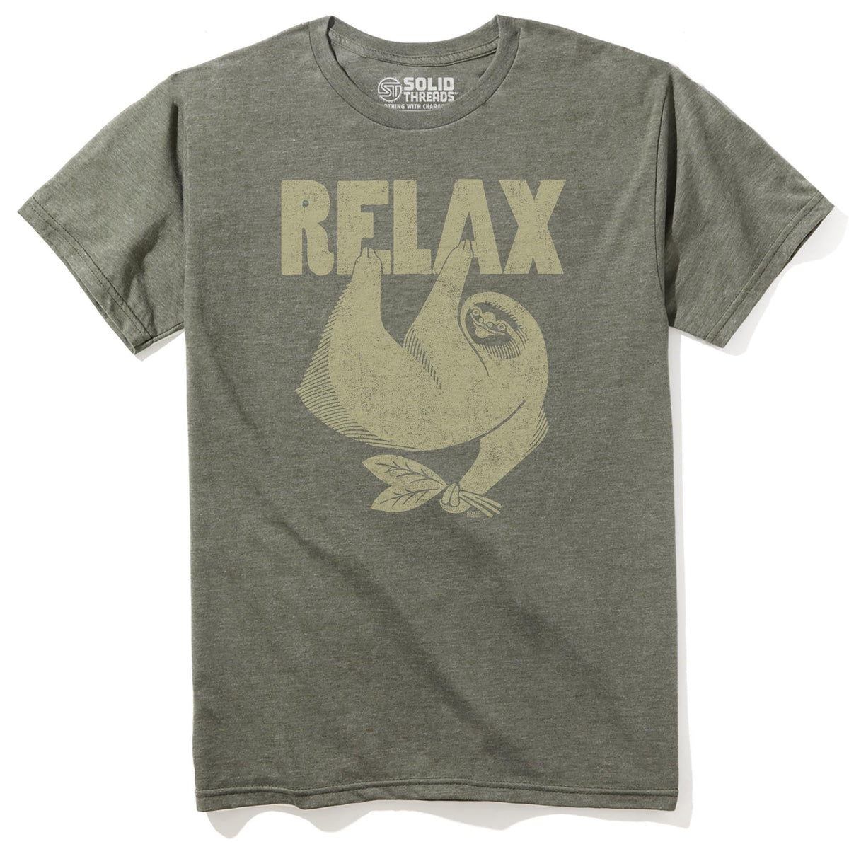Relax Vintage Staple T-shirt in Olive Heather - Front View