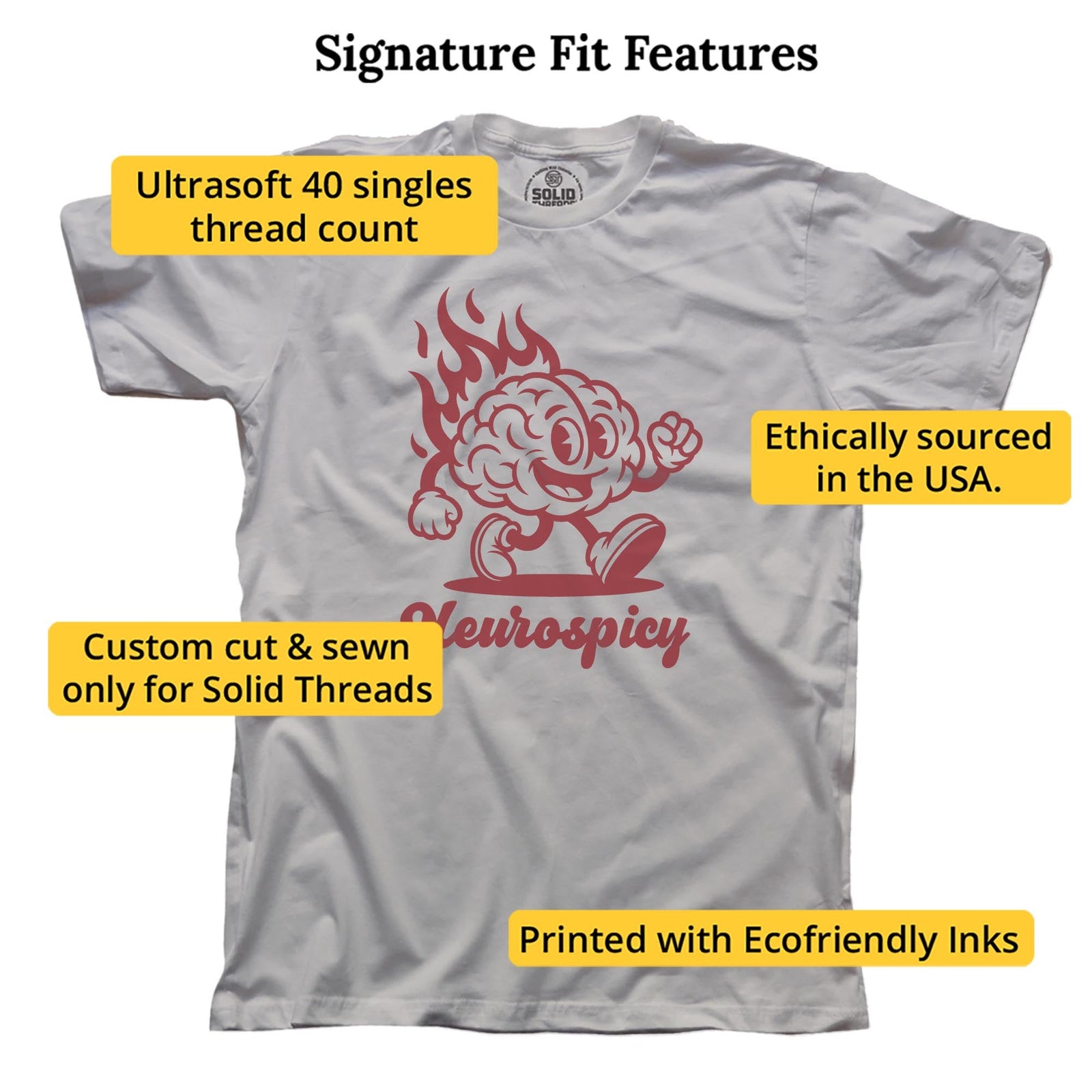 Neurospicy Funny Signature T-shirt in Silver - Fit Attributes