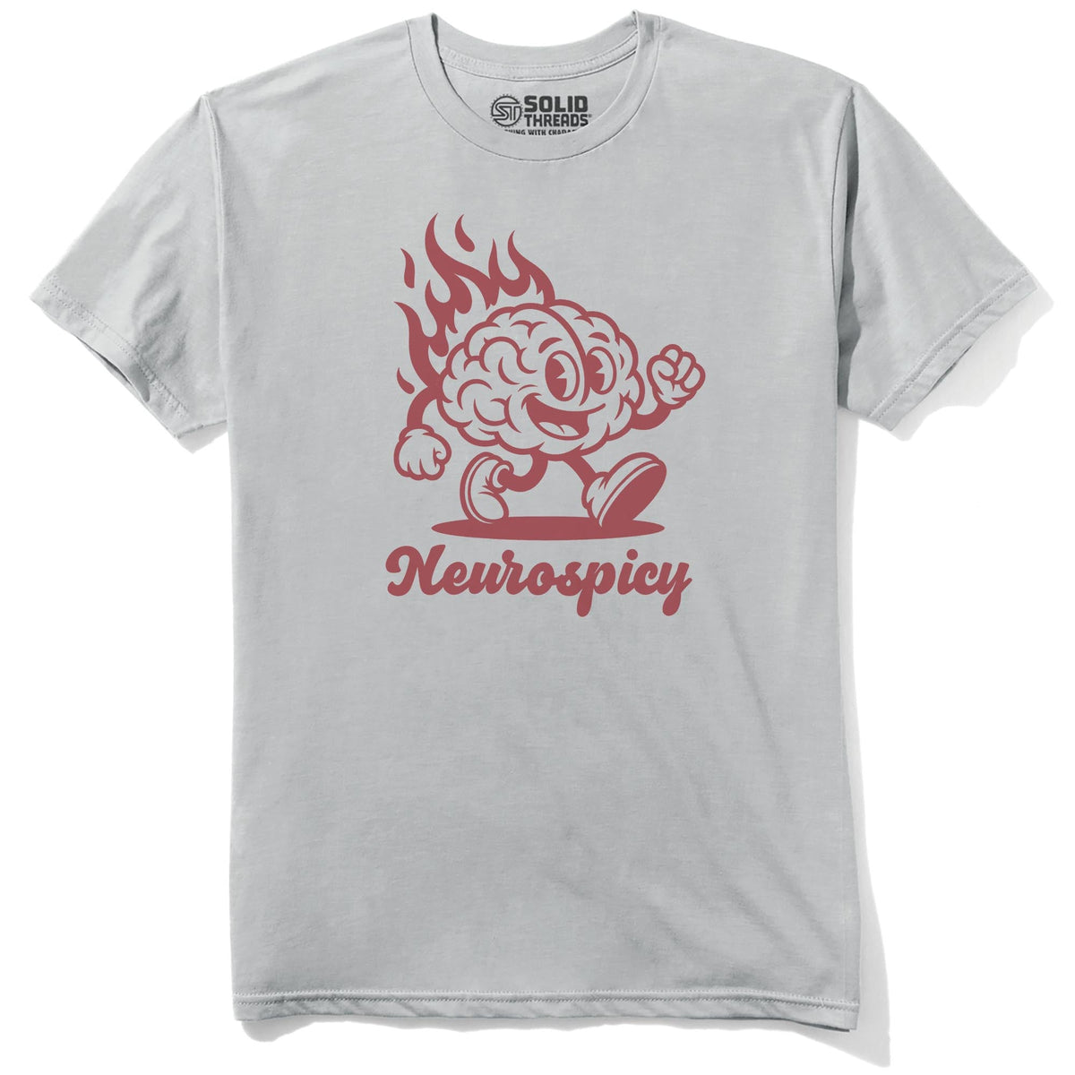 Neurospicy Funny Staple T-shirt in Silver - Front View