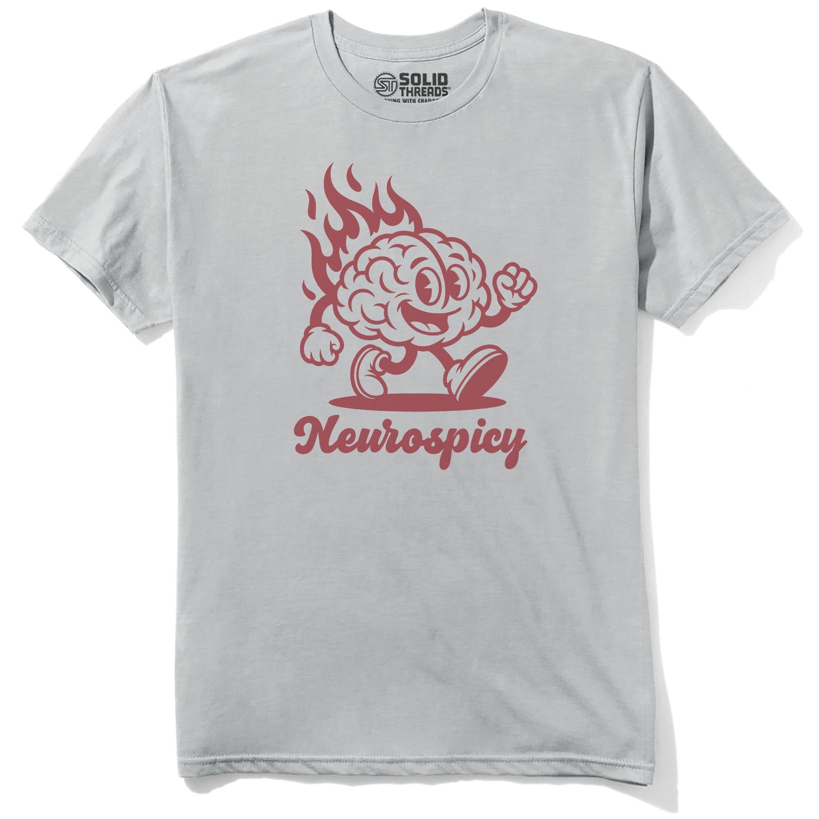 Neurospicy Funny Staple T-shirt in Silver - Front View