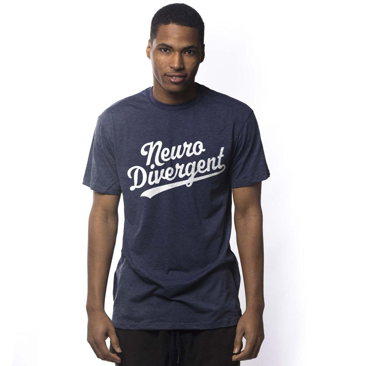 Men's Neurodivergent Cool Graphic T-Shirt | Designer Mental Health Team Tee On Model | Solid Threads