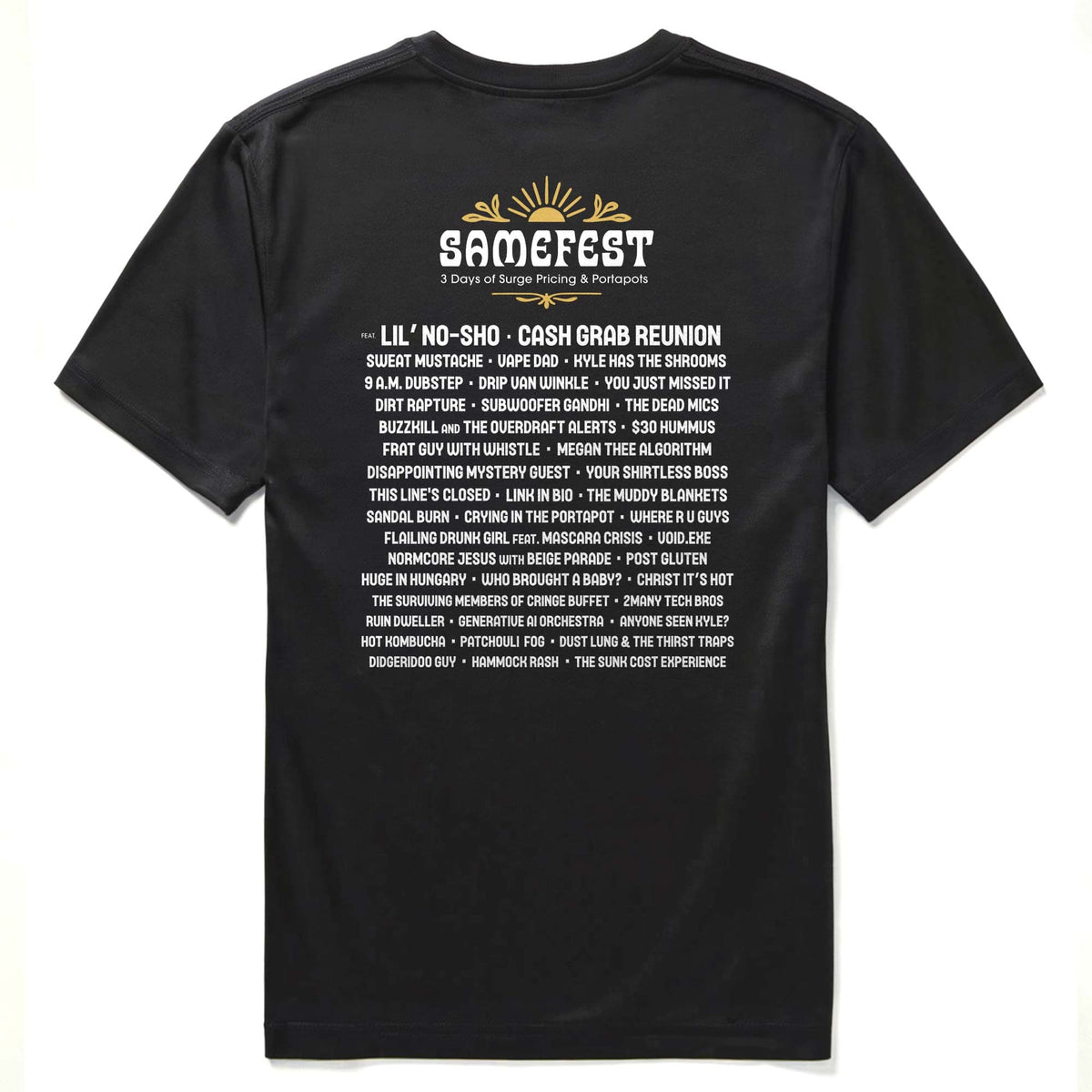 Men's Samefest Funny Signature T-Shirt in Black   Back View