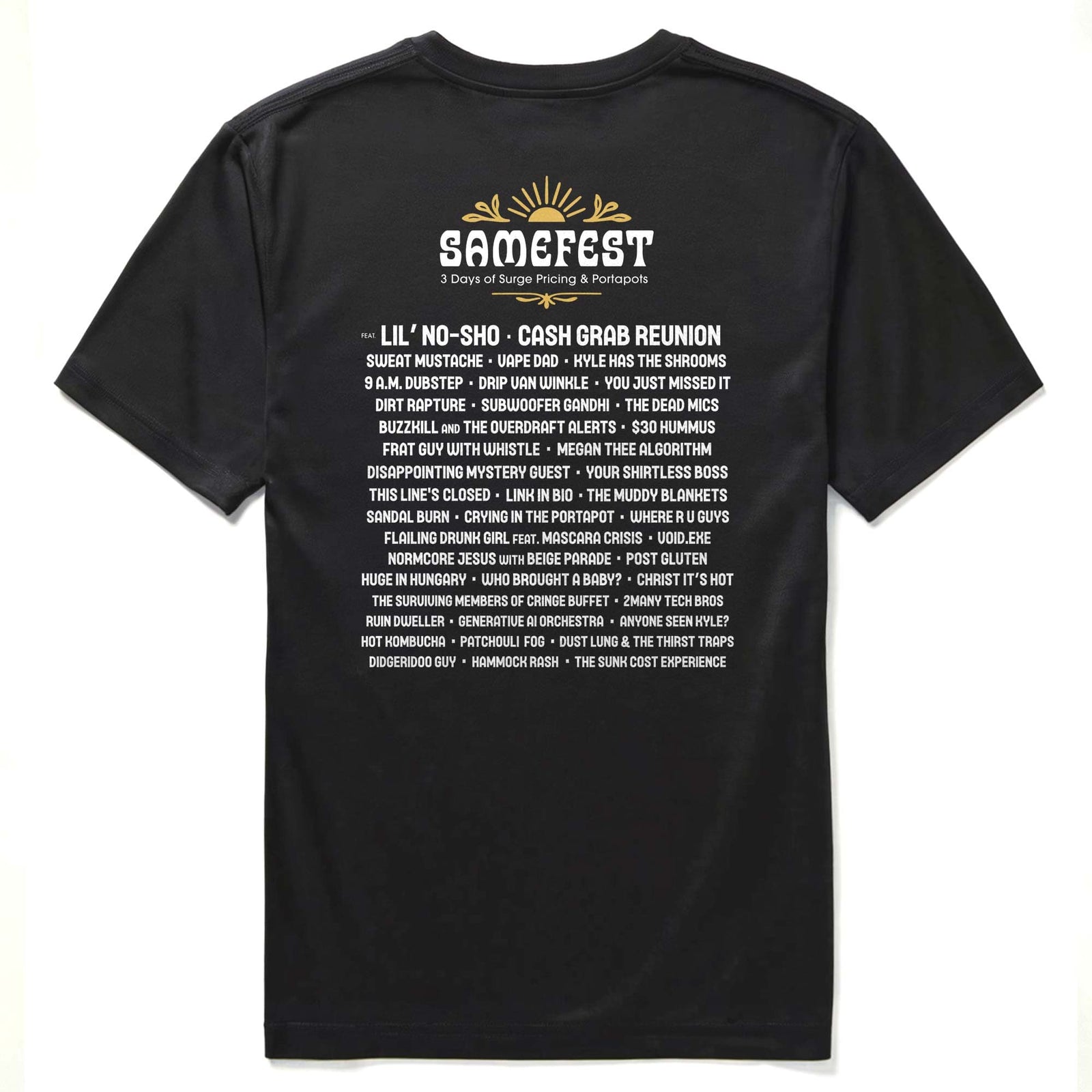 Men's Samefest Funny Signature T-Shirt in Black   Front View