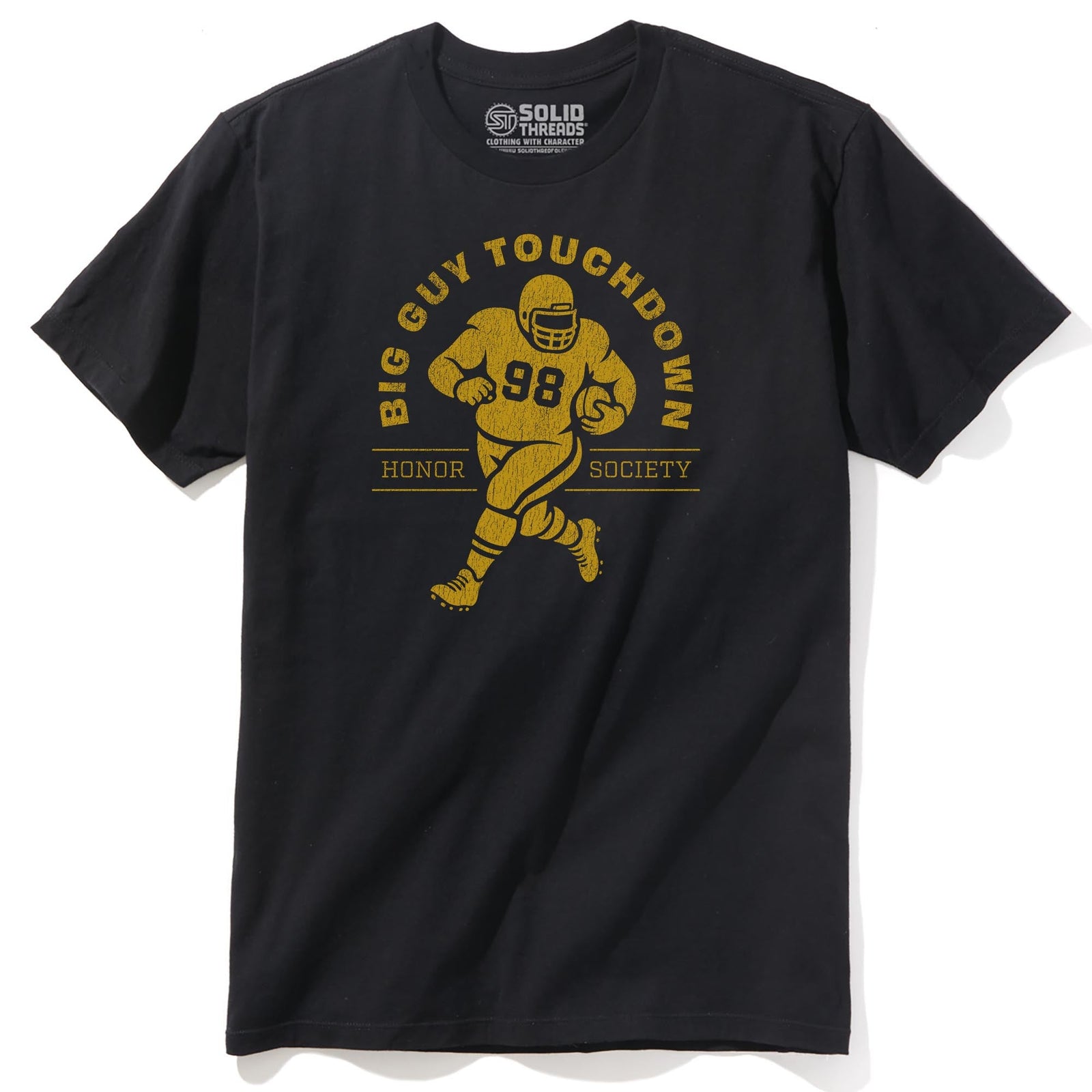 Big Guy Touchdown Funny Staple T-shirt in Black - Front View