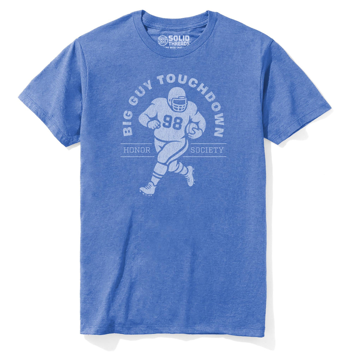 Big Guy Touchdown Funny Staple T-shirt in Royal Heather - Front View