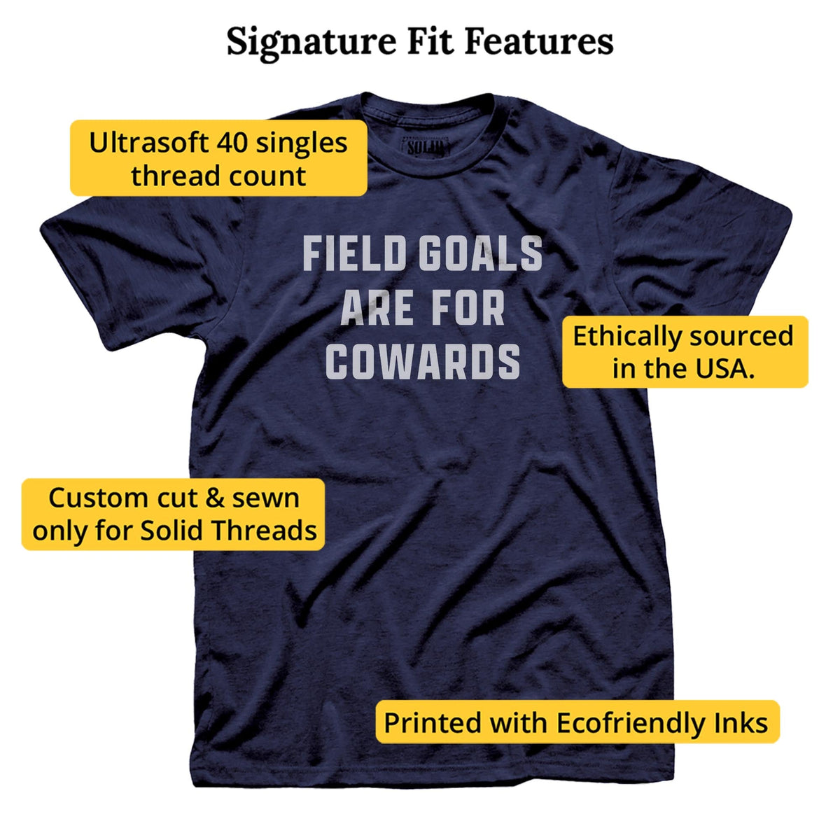 Field Goals Funny Signature T-shirt in Navy - Fit Attributes