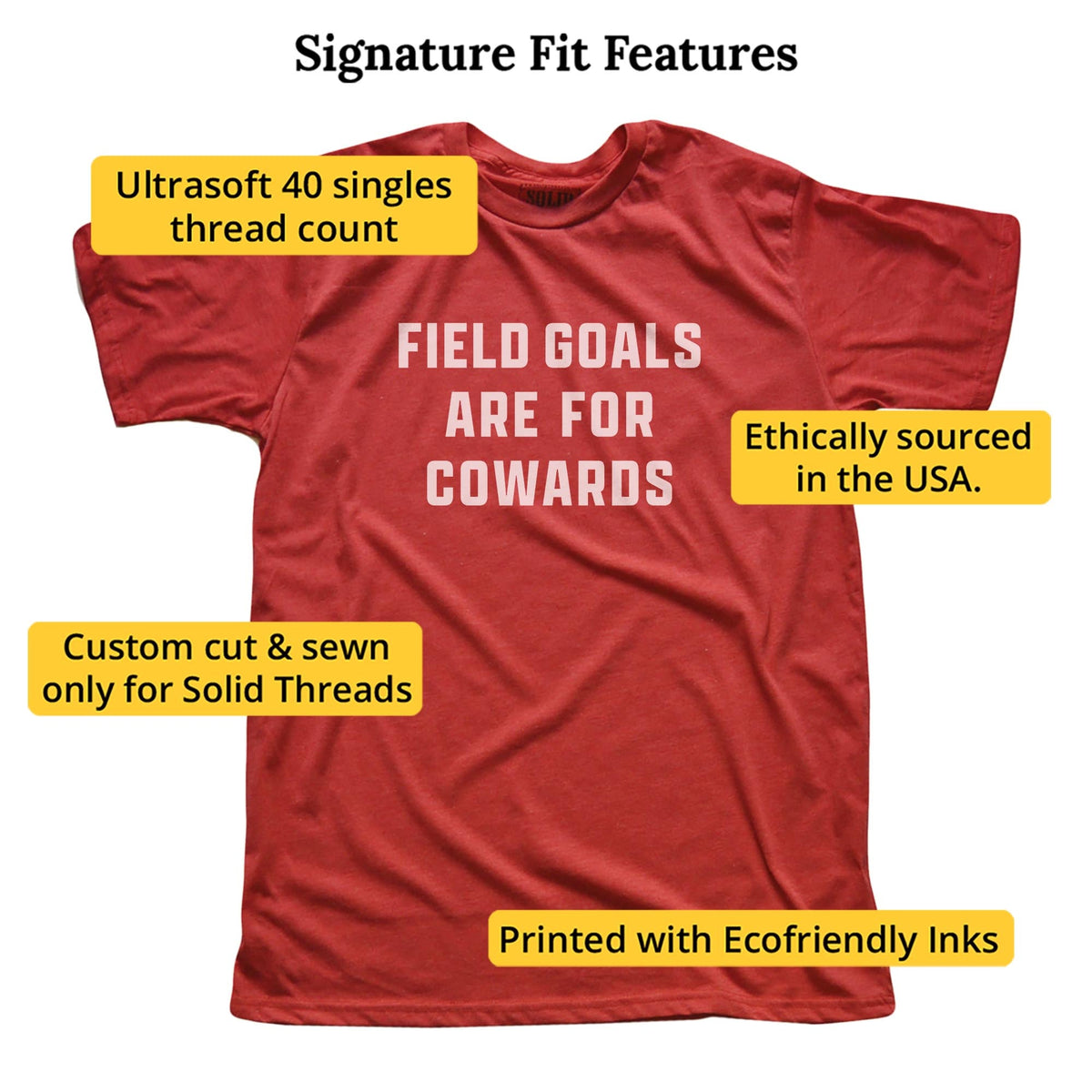 Field Goals Funny Signature T-shirt in Red - Fit Attributes