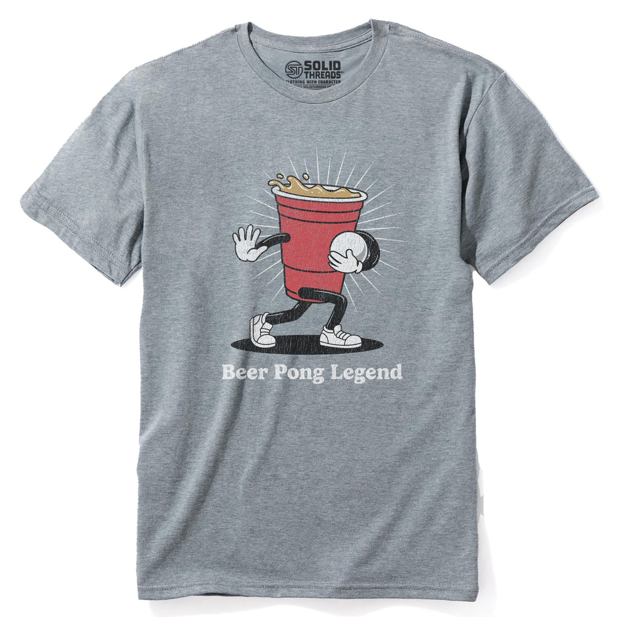 Beer Pong Legend Funny Staple T-shirt in Ash Heather - Front View